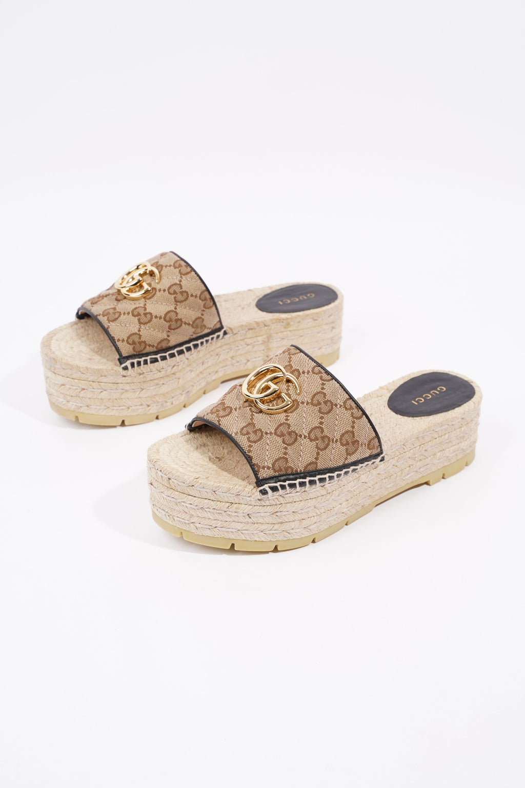 Gucci Womens Espadrille Wedge Sandal Beige EU 37.5 / UK 4.5