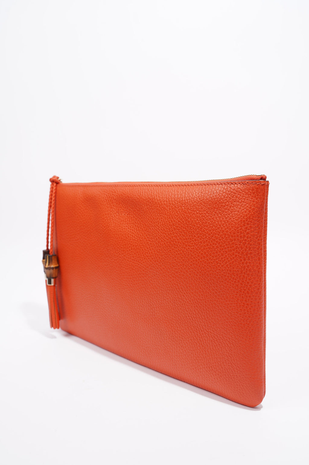 Gucci Clutch Bag Bamboo Burnt Orange Leather