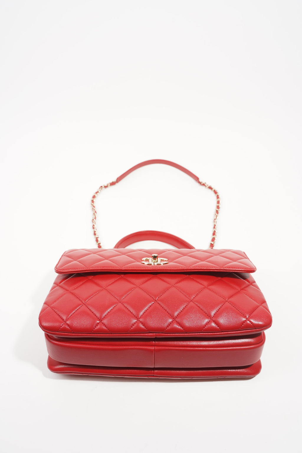 Chanel Womens Trendy Flap Bag Red Large