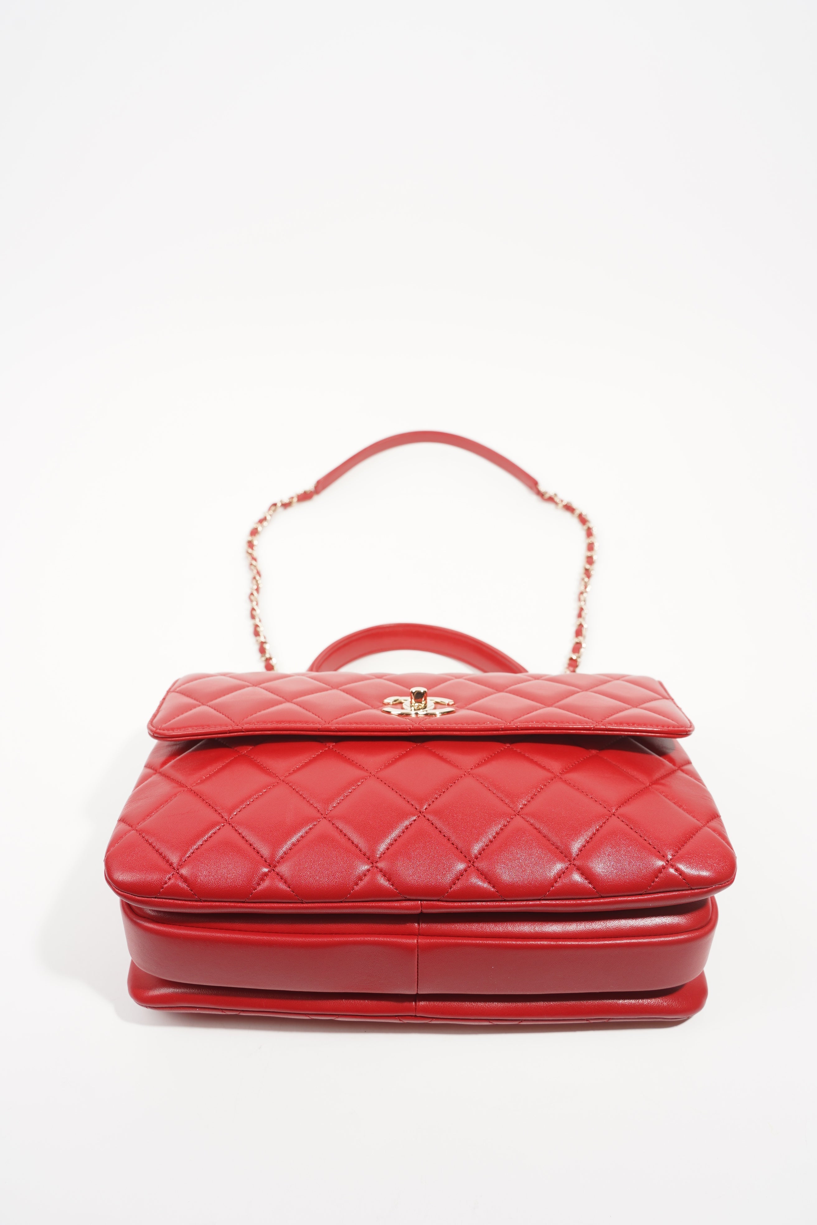 Chanel Womens Trendy Flap Bag Red Large