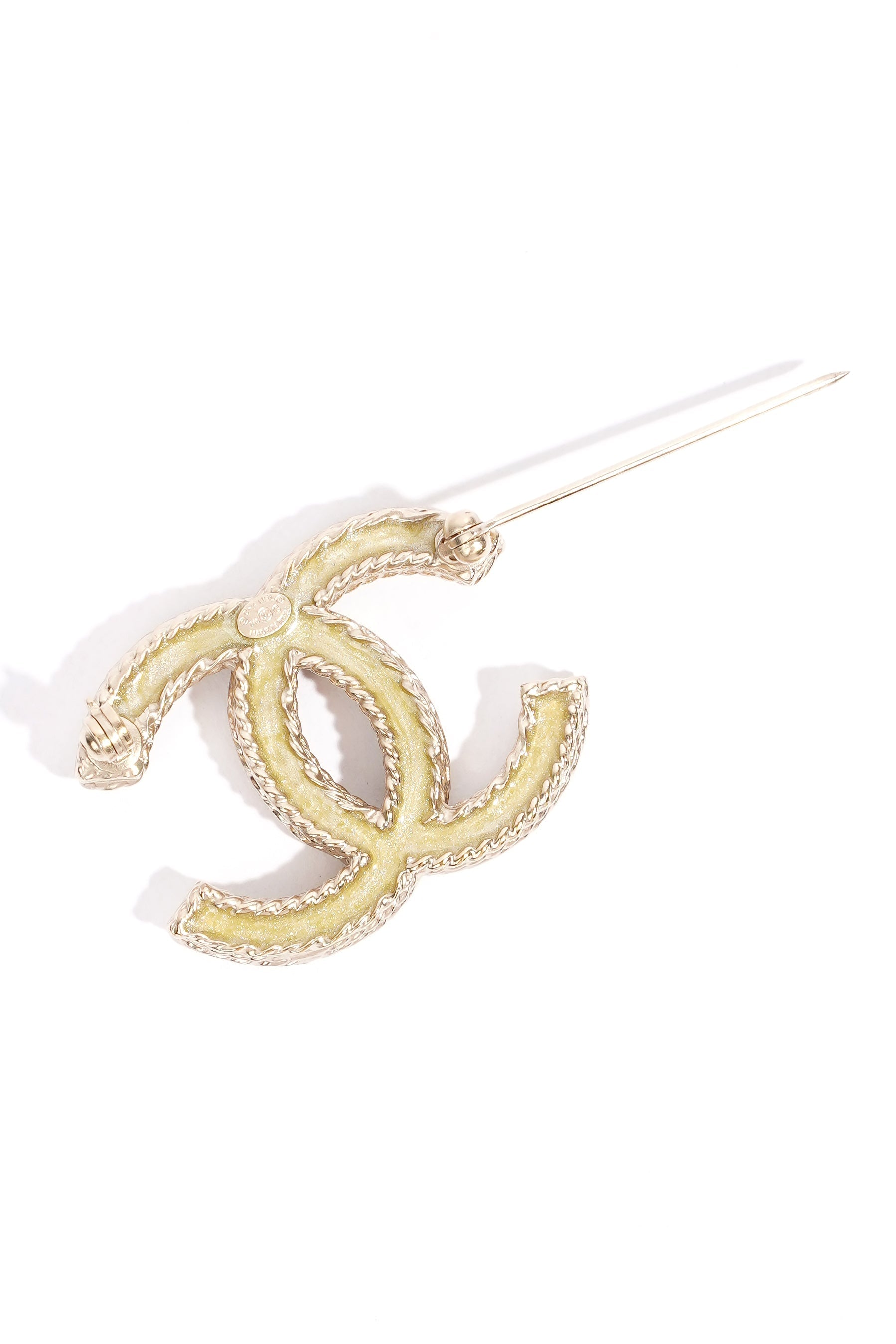 Chanel CC Brooch Gold Finish Rhinestones