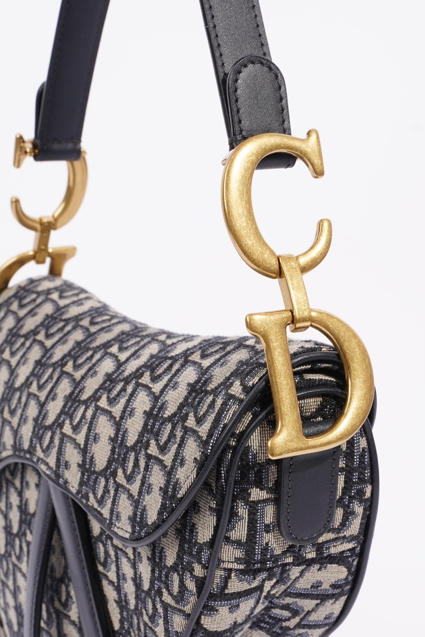 Christian Dior Womens Saddle Bag Oblique Canvas Medium