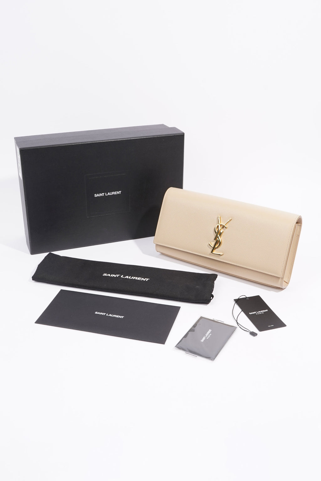 Saint Laurent Kate Clutch Cream Leather