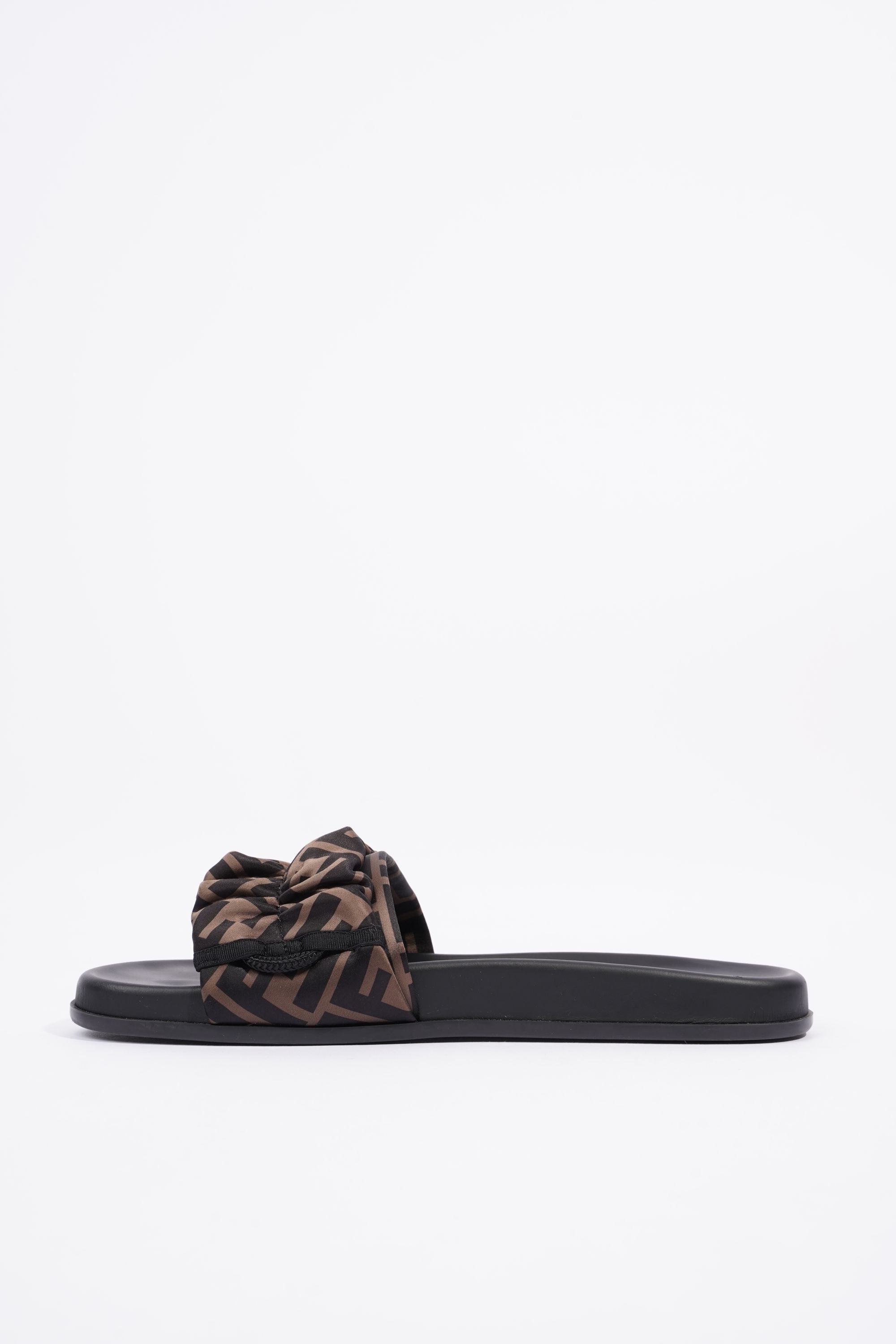 Fendi Womens Satin Slide Black / Dark Gold EU 40 / UK 7