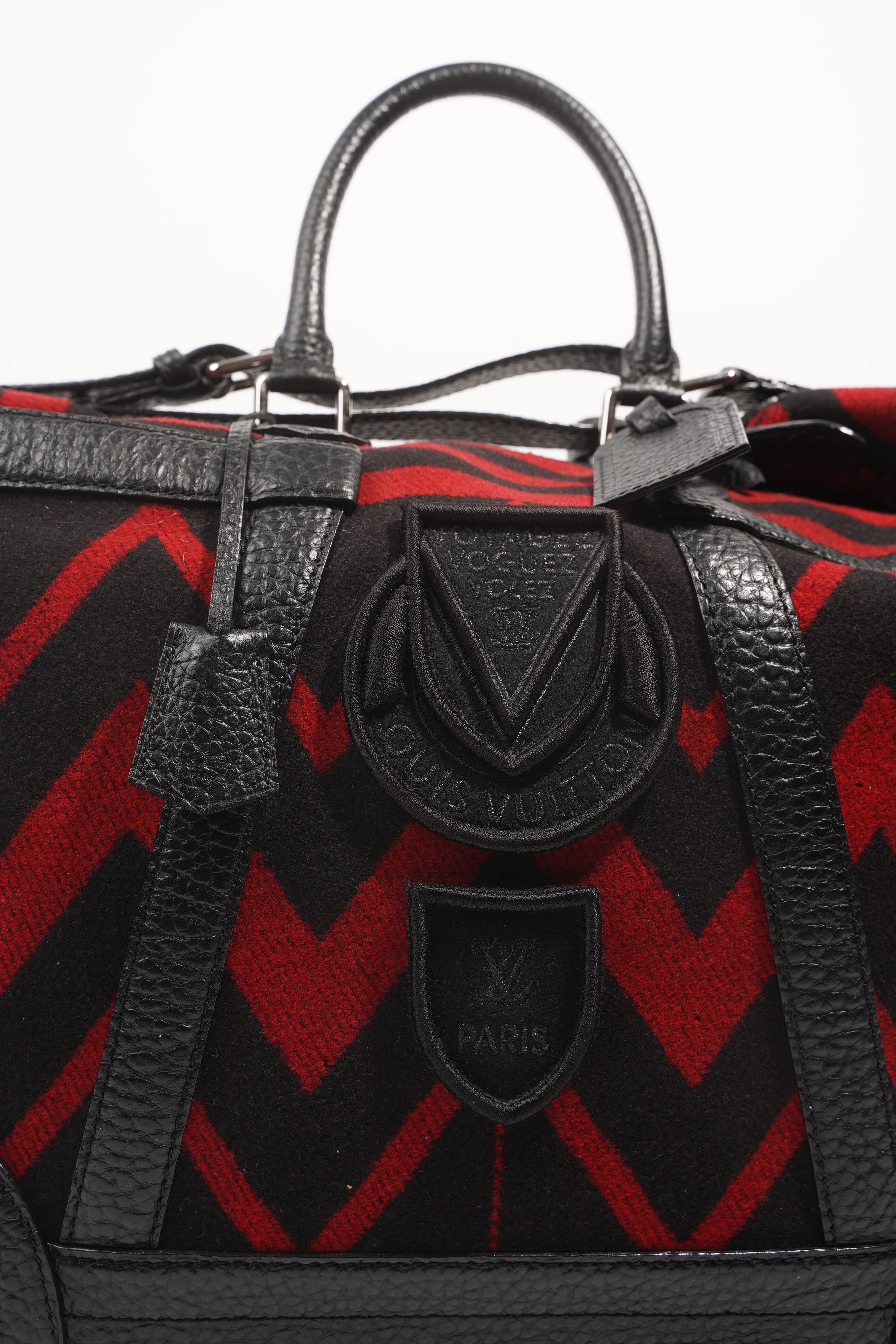 Louis Vuitton Womens Grimaud Vail Blanket Weekend Bag Black Red