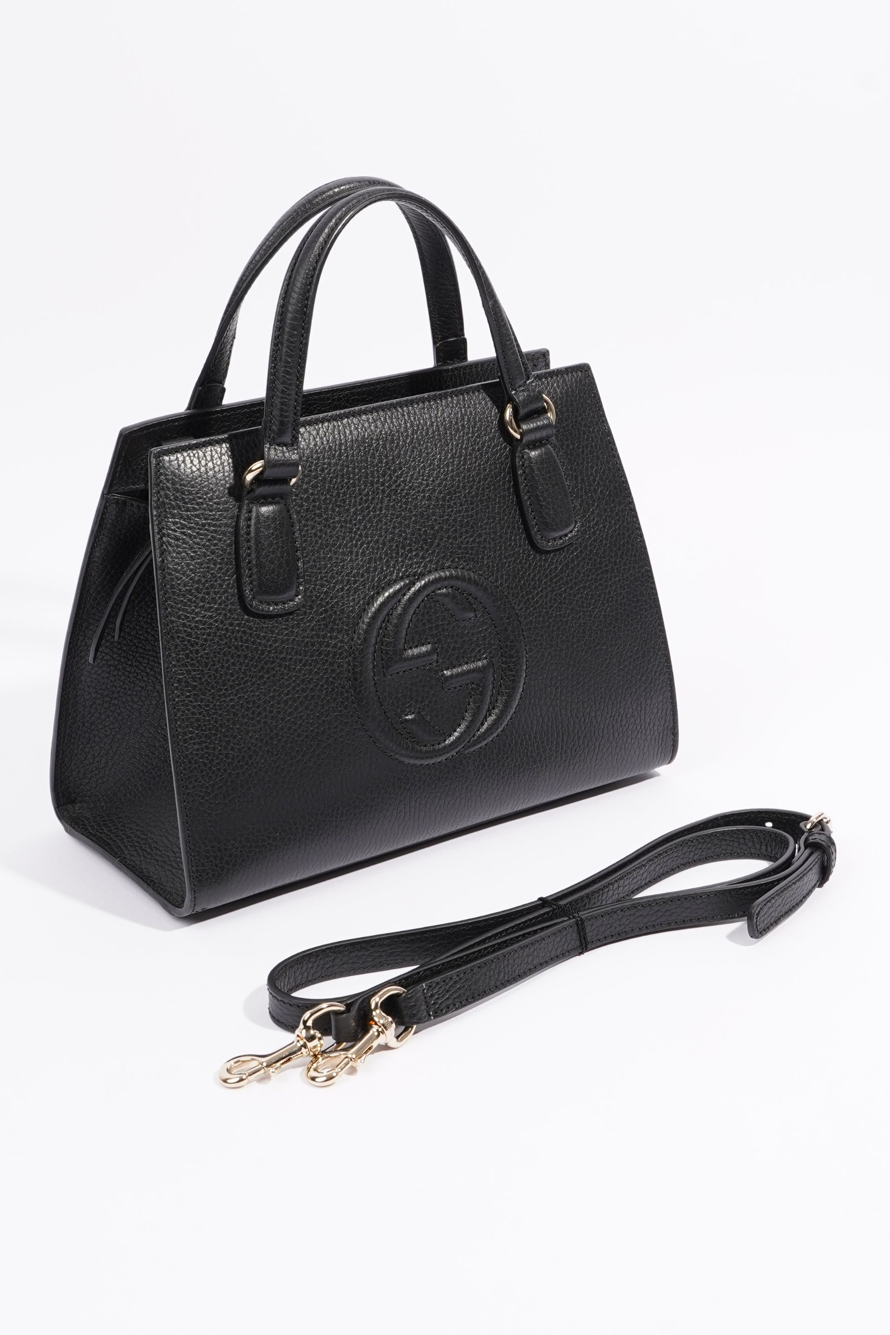 Gucci Womens Soho Tote Bag Black Leather Small
