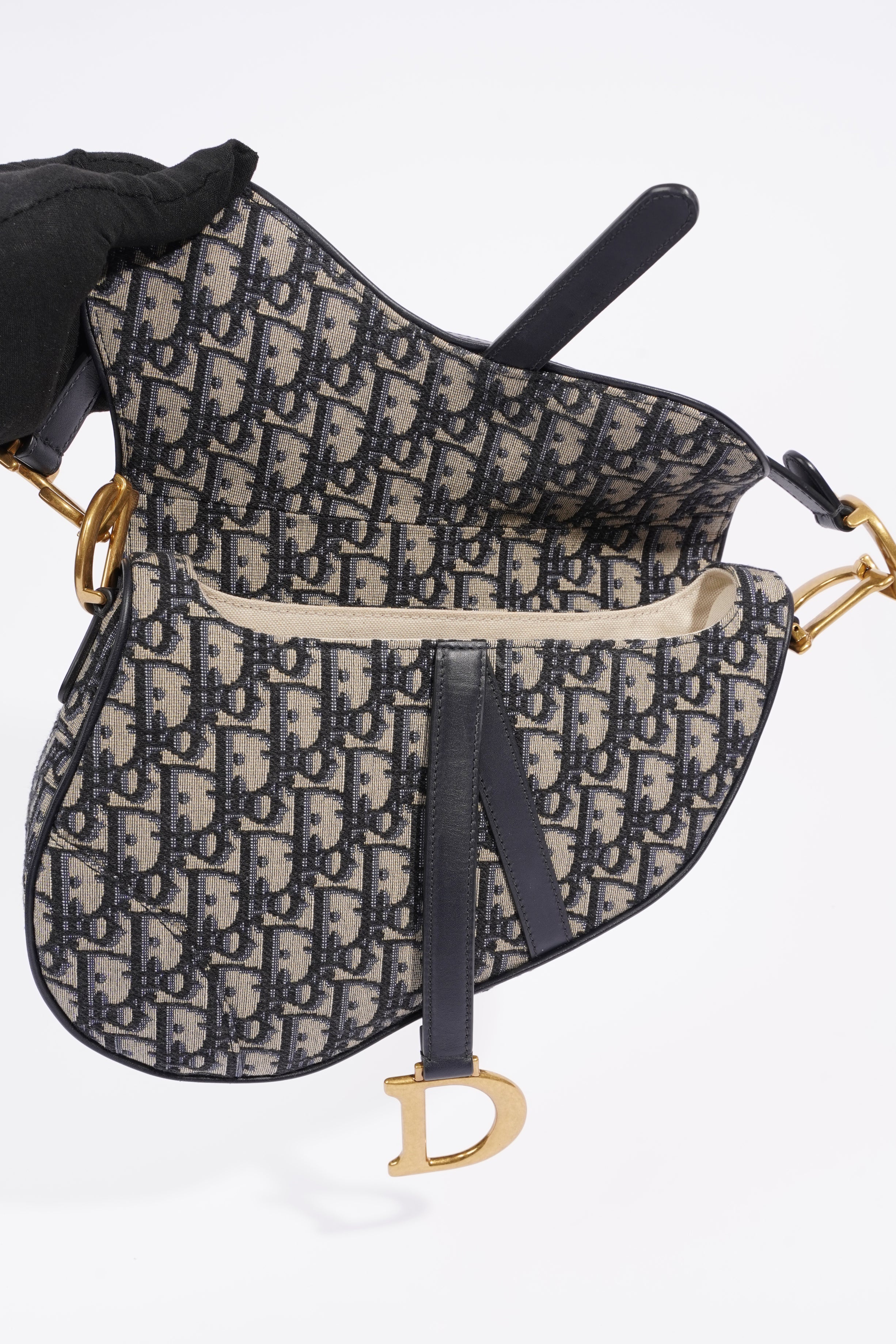 Christian Dior Womens Saddle Bag Oblique Canvas Medium