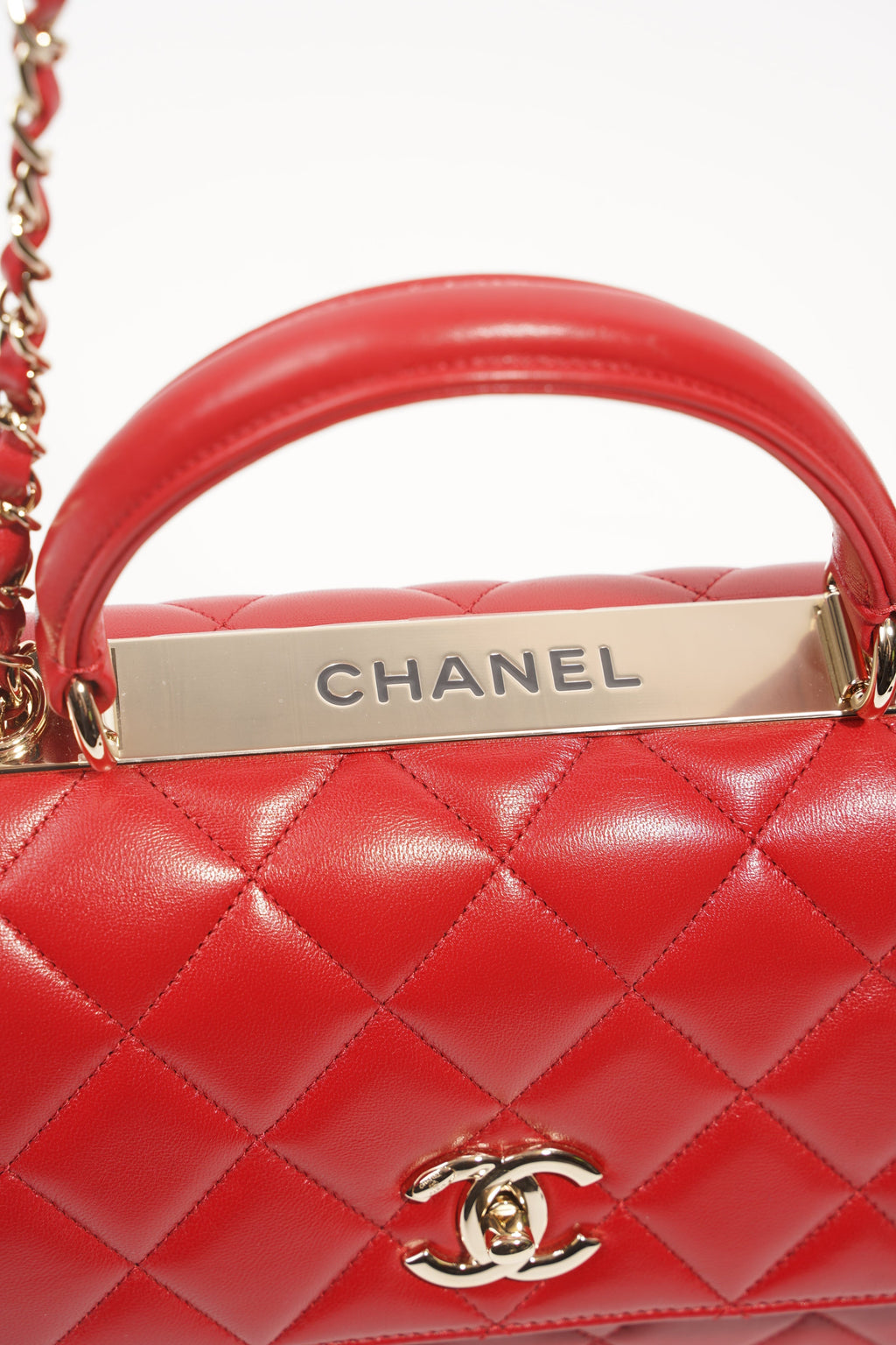 Chanel Womens Trendy Flap Bag Red Large