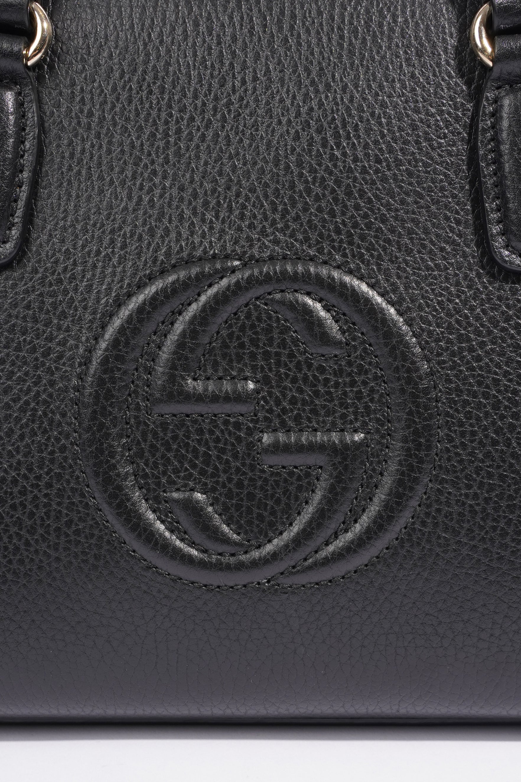Gucci Womens Soho Tote Bag Black Leather Small
