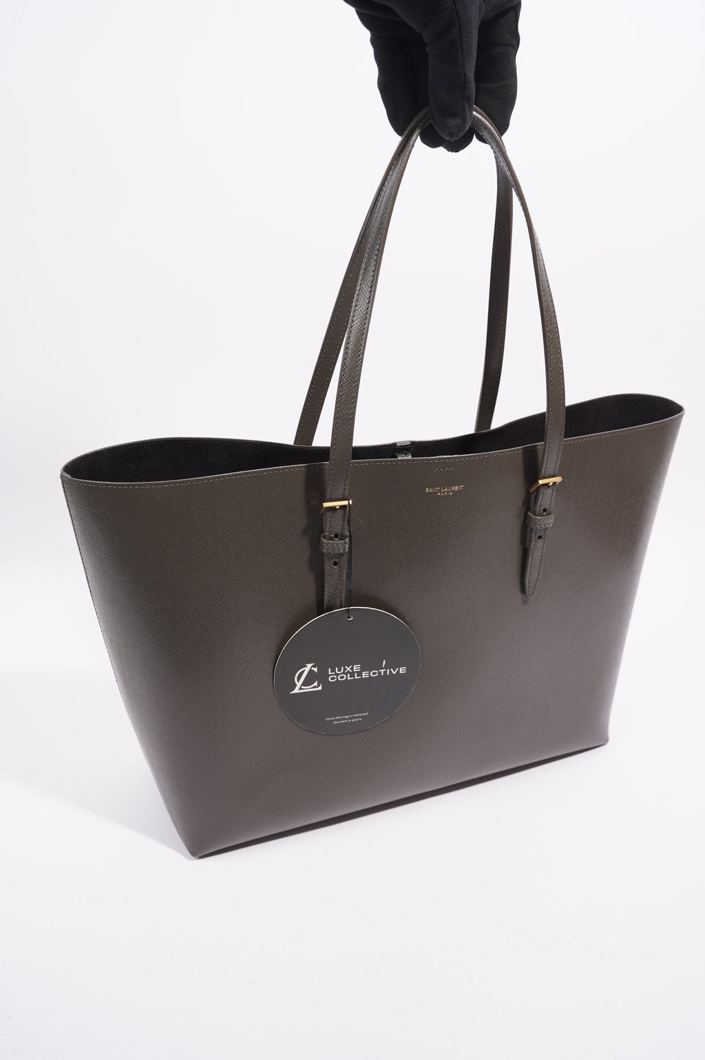 Saint Laurent Womens Shopping Tote Grey Large