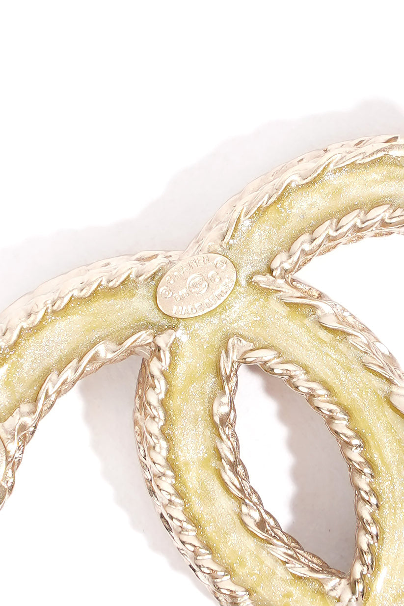 Chanel CC Brooch Gold Finish Rhinestones