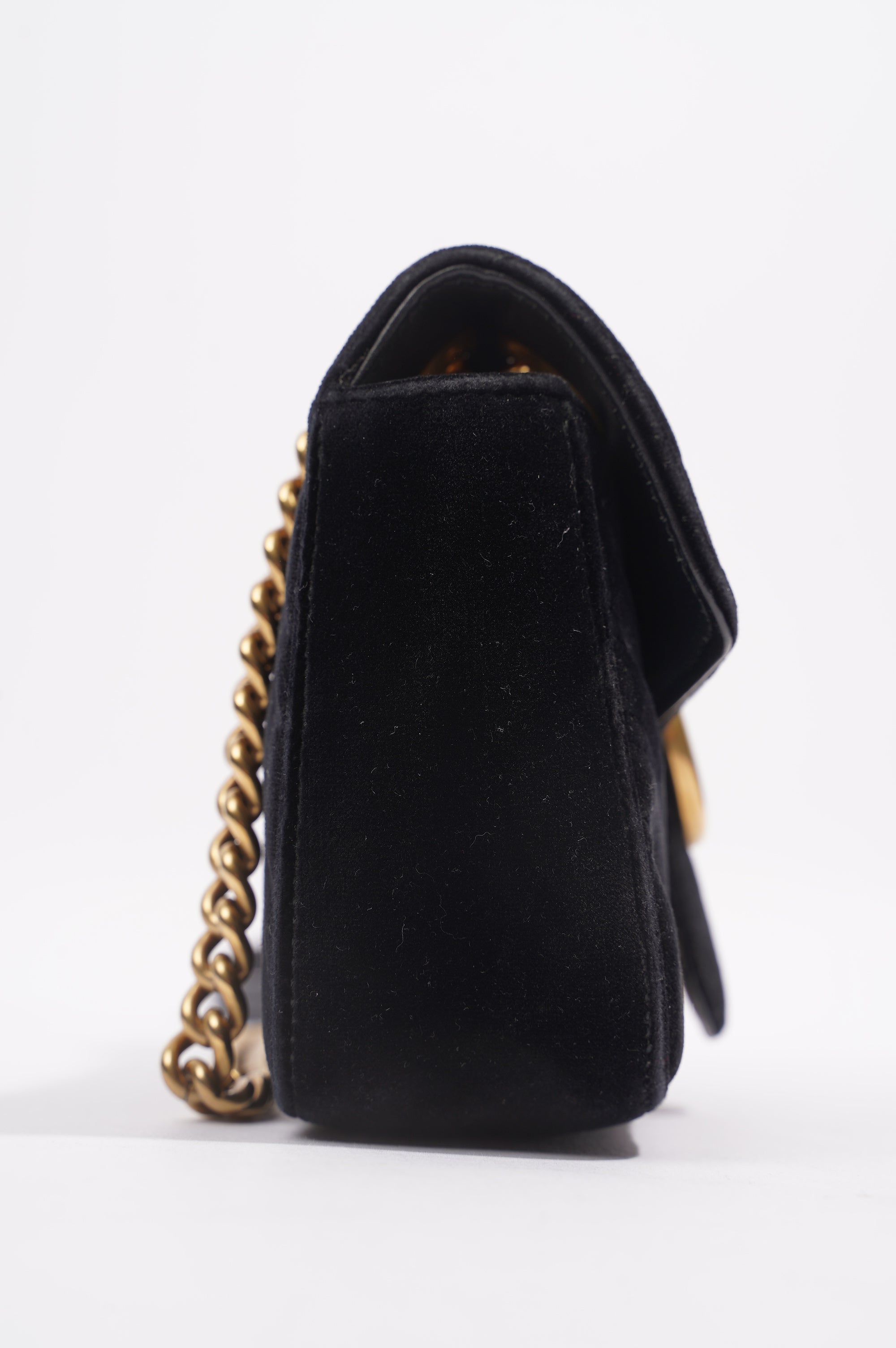 Gucci Womens Marmont Flap Bag Black Velvet Mini