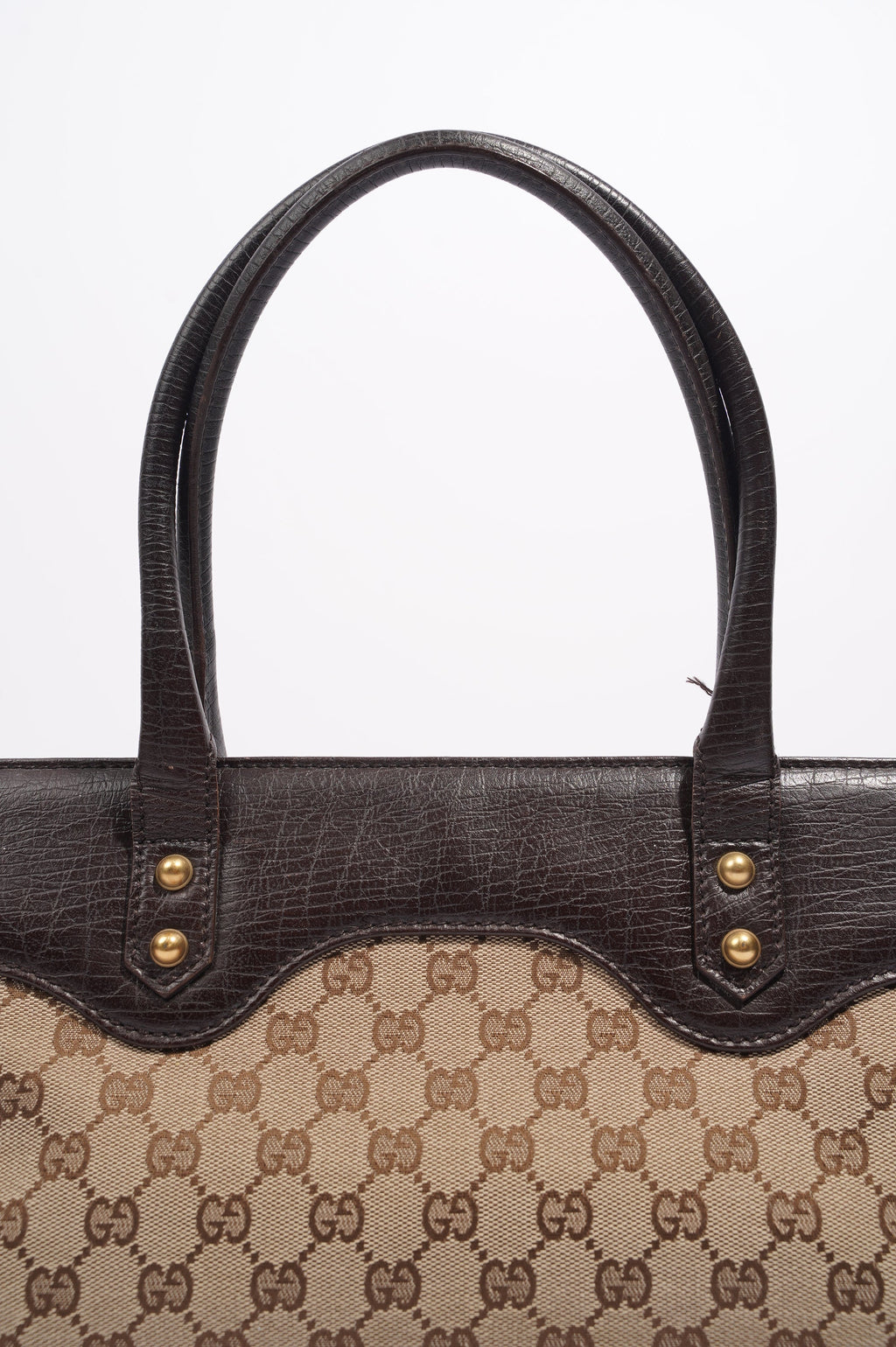 Gucci Womens Vintage Horsebit Handbag Brown Canvas