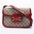 Gucci Womens 1955 Horsebit Bag Supreme / Red Canvas / Leather