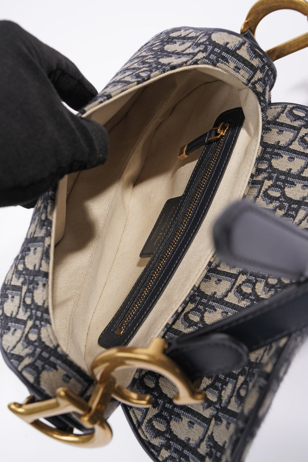 Christian Dior Womens Saddle Bag Oblique Canvas Medium