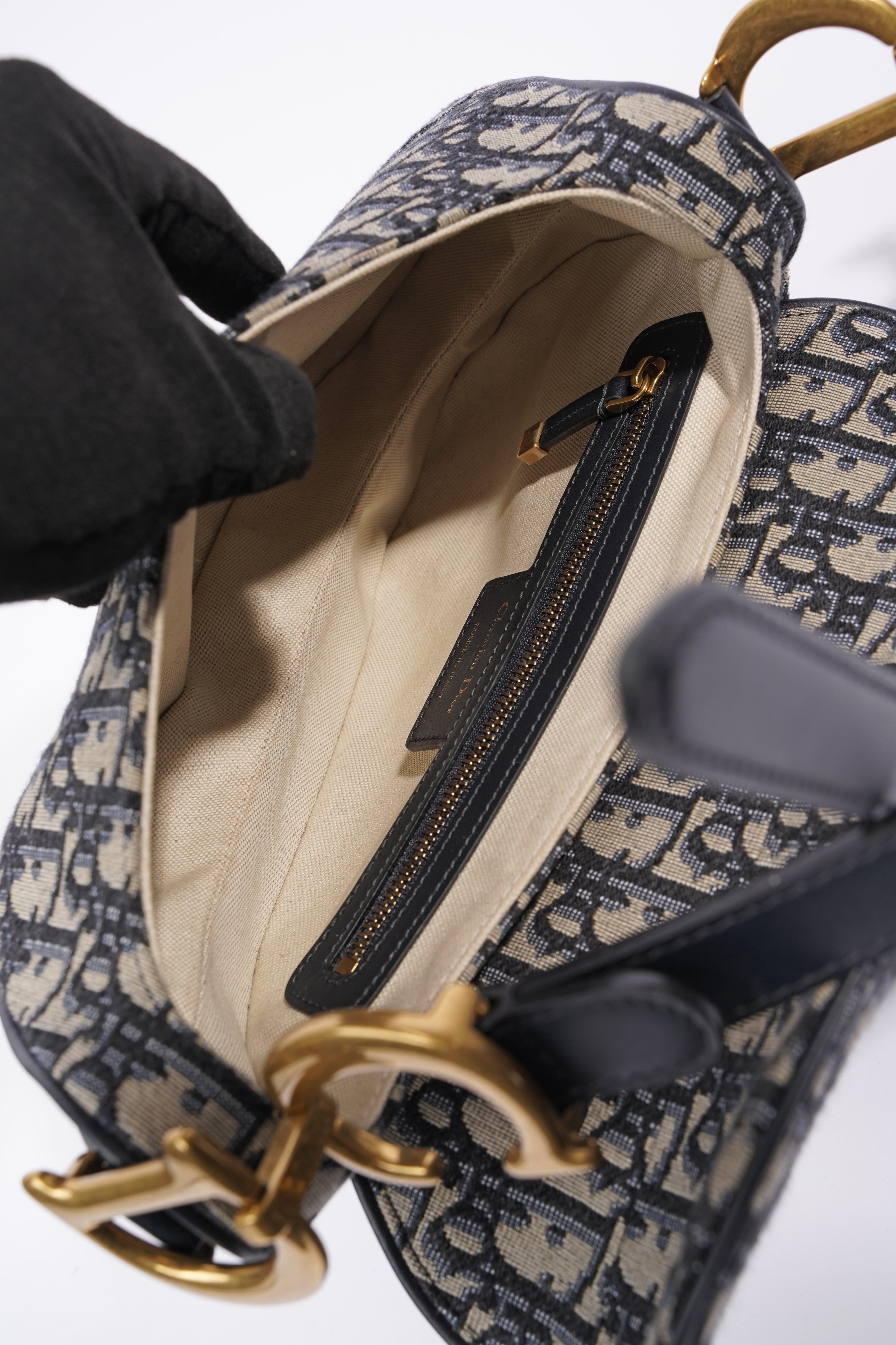 Christian Dior Womens Saddle Bag Oblique Canvas Medium