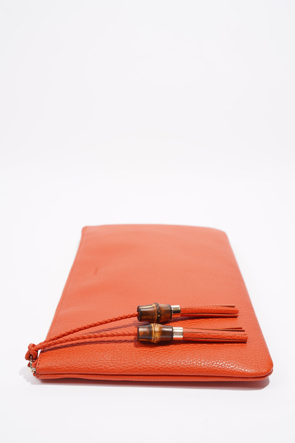 Gucci Clutch Bag Bamboo Burnt Orange Leather