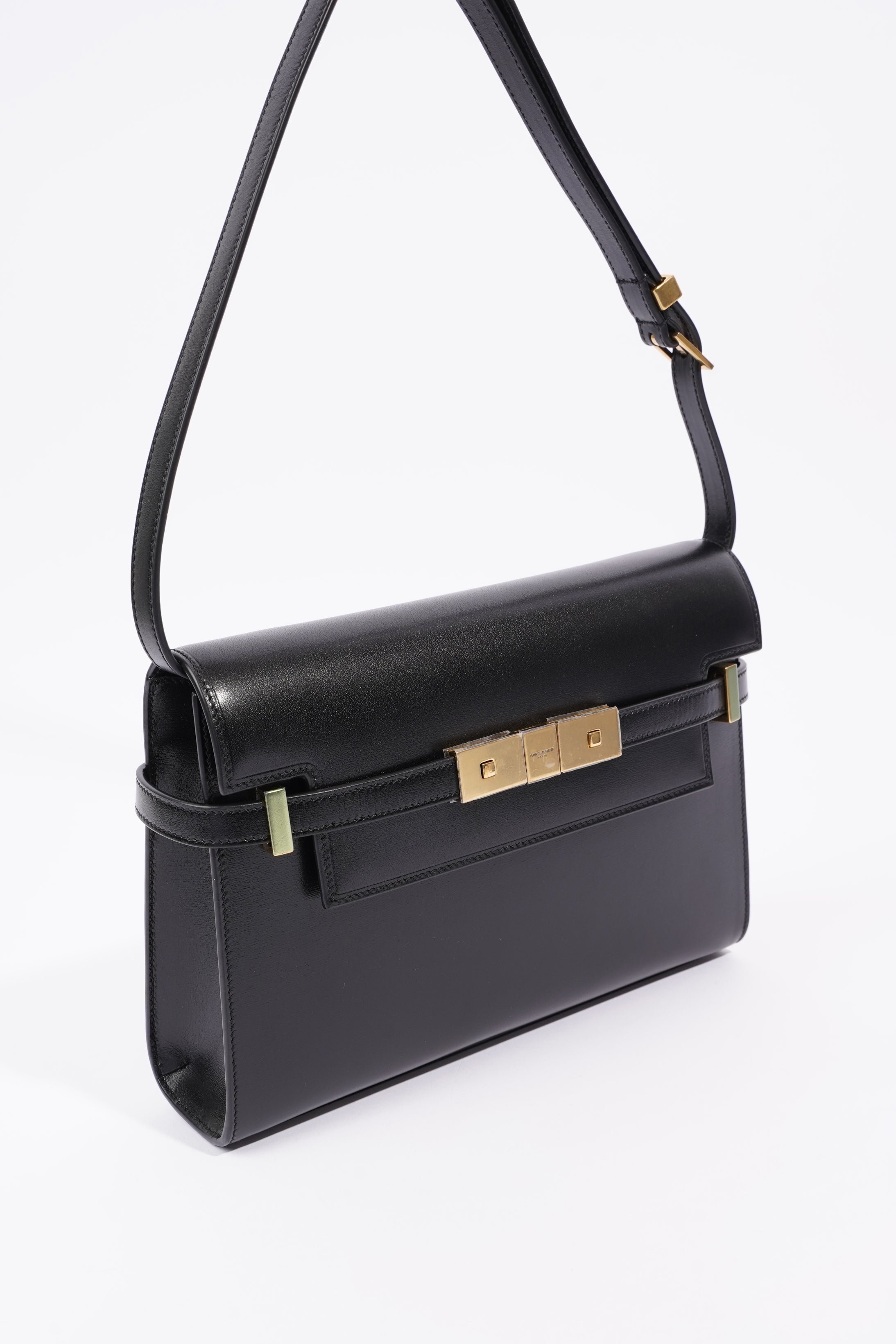 Saint Laurent Manhattan Shoulder Bag Black Leather Small