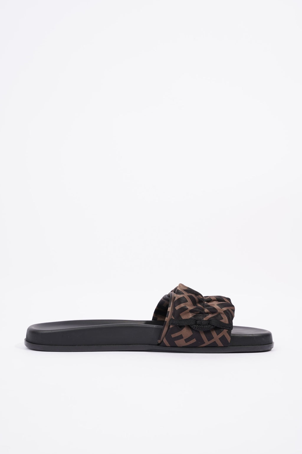 Fendi Womens Satin Slide Black / Dark Gold EU 40 / UK 7
