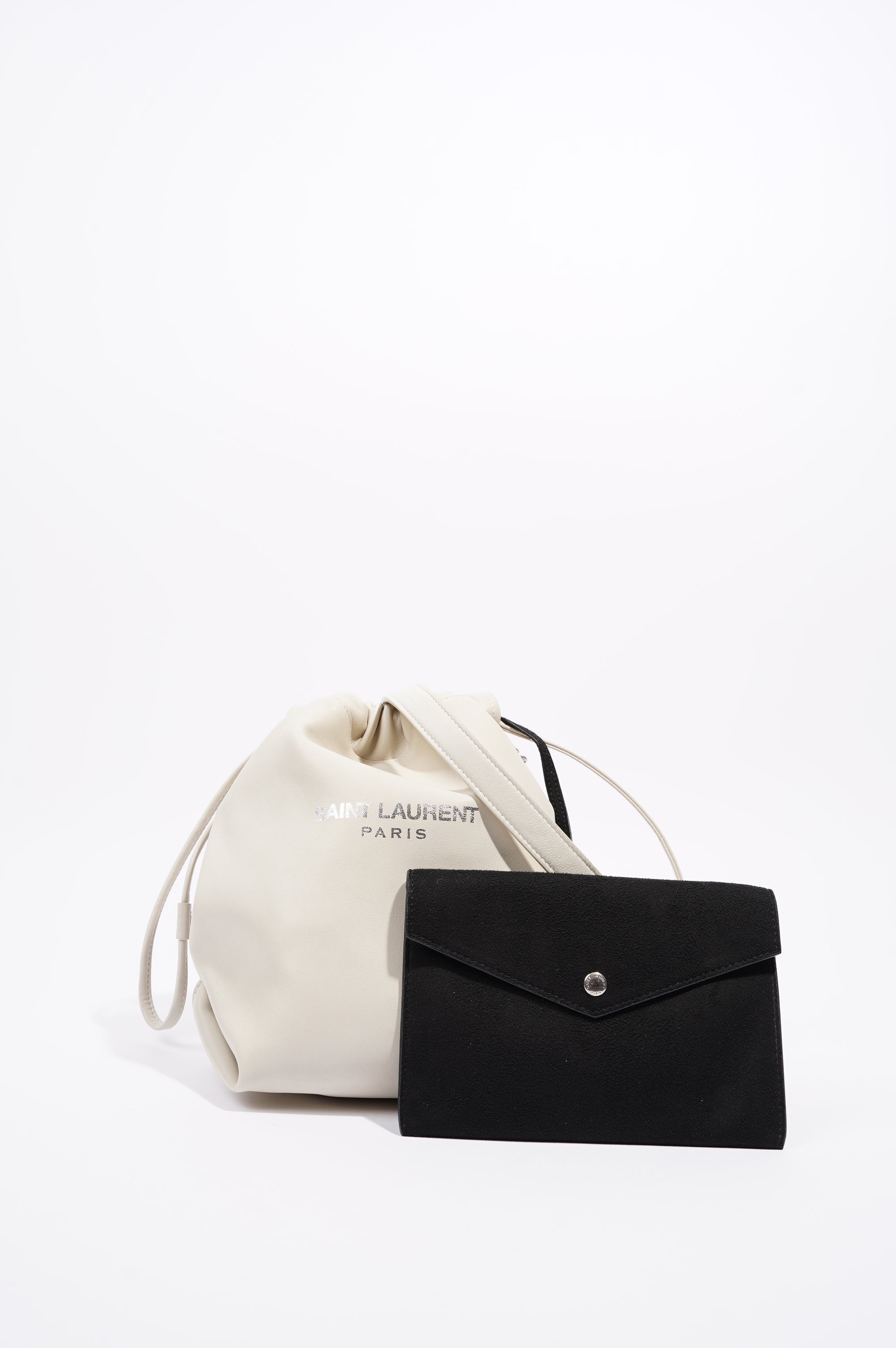 Saint Laurent Womens Teddy Leather Crossbody Beige