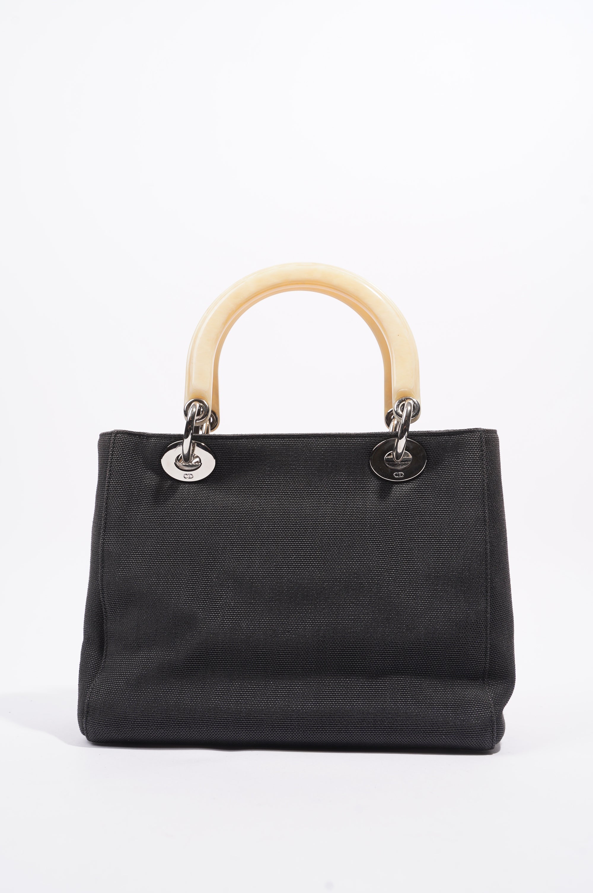 Christian Dior Womens Vintage Lady Dior Black / Ivory Medium