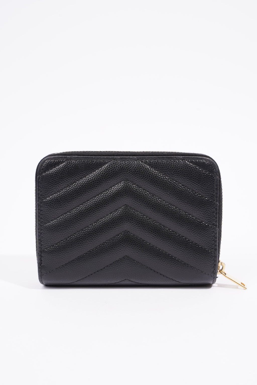 Saint Laurent Cassandre Zip Around Wallet Black Leather Small