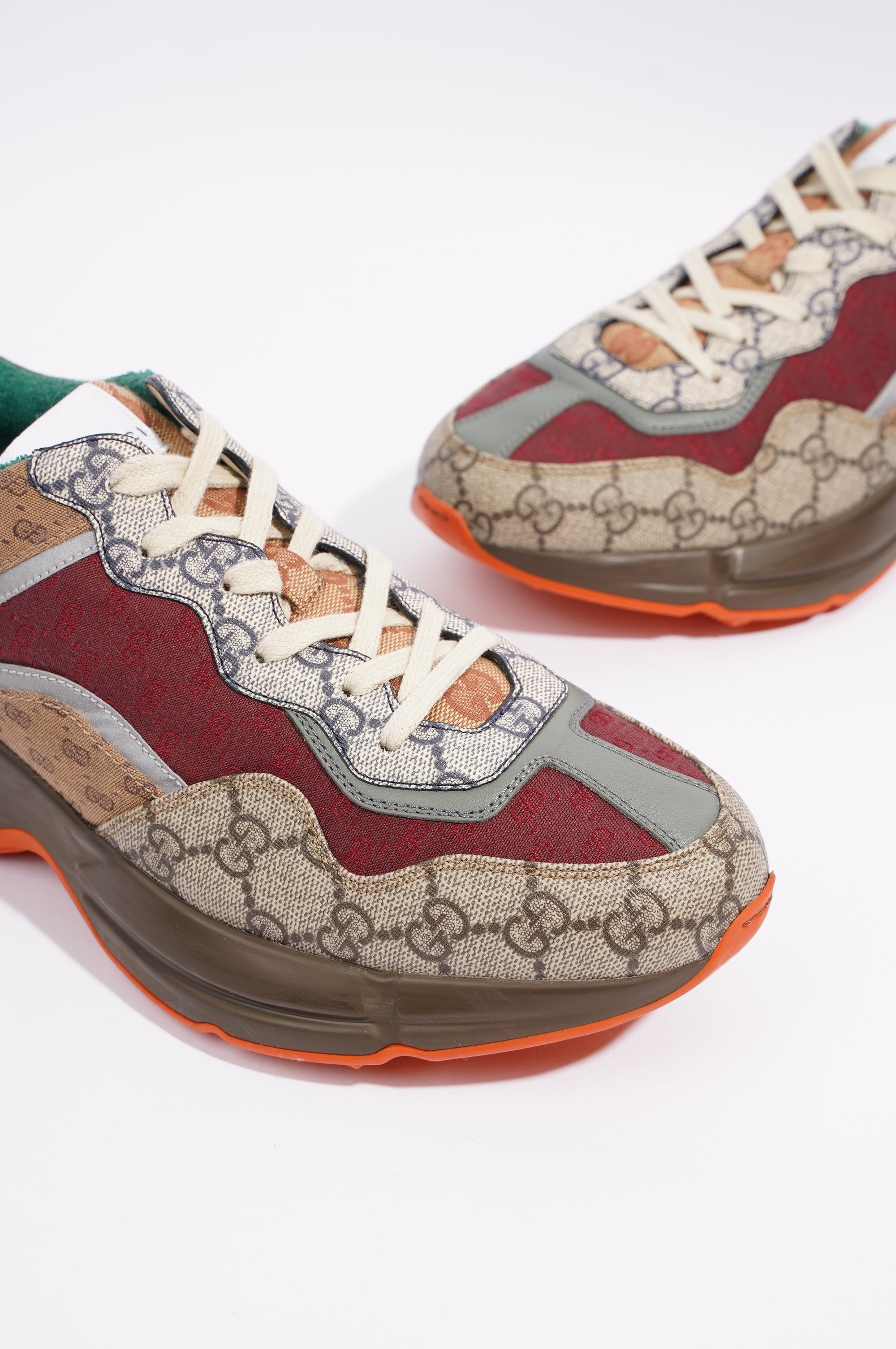 Gucci Mens Rhyton Beige / Brick Red / Green EU 42.5 / UK 8.5
