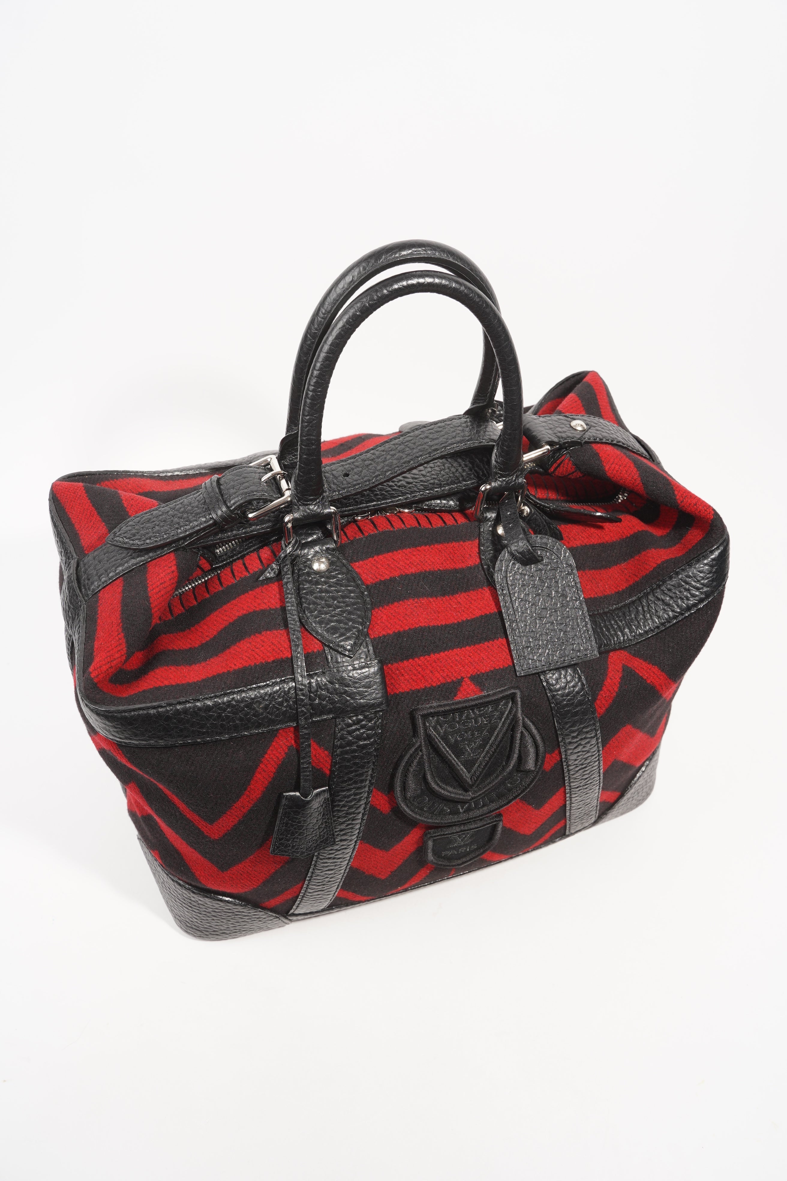 Louis Vuitton Womens Grimaud Vail Blanket Weekend Bag Black Red