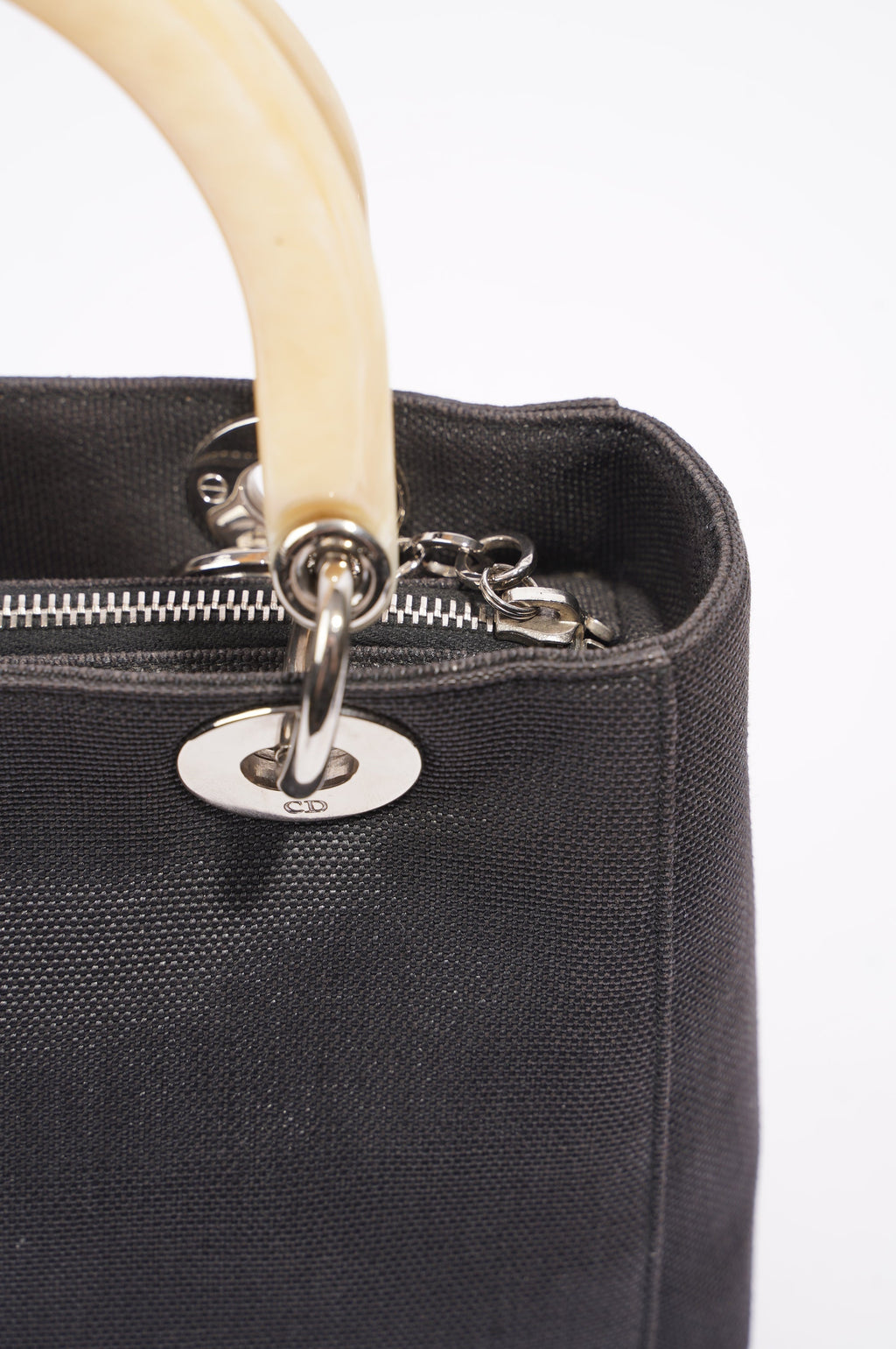 Christian Dior Womens Vintage Lady Dior Black / Ivory Medium