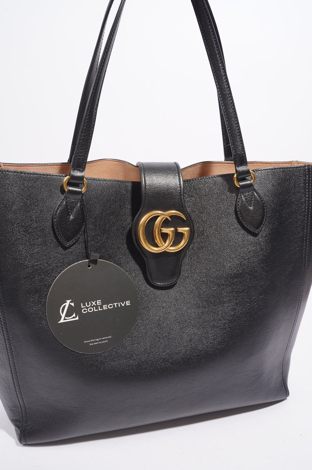 Gucci Dahlia Double G Tote Black Leather Medium