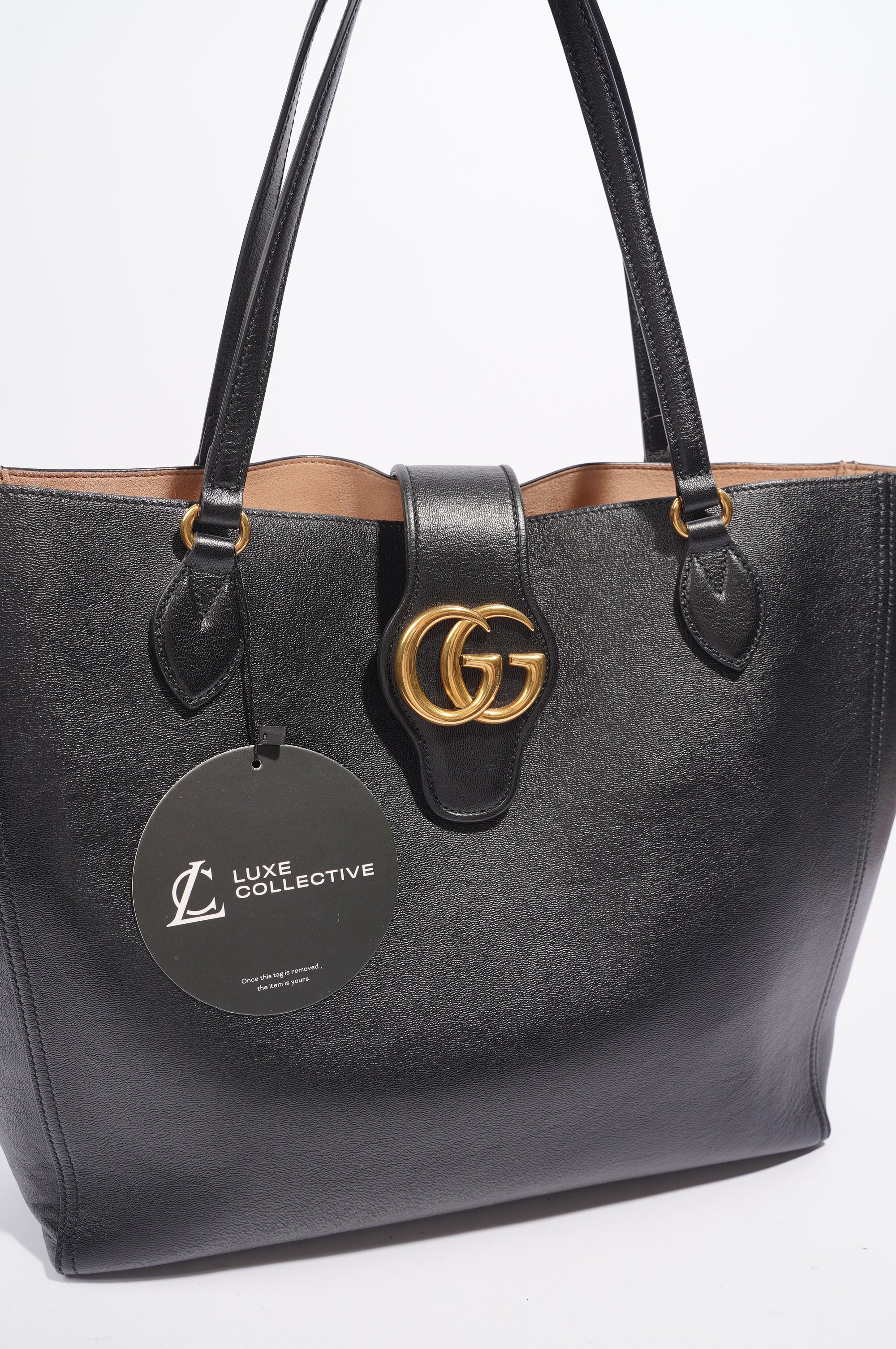 Gucci Dahlia Double G Tote Black Leather Medium