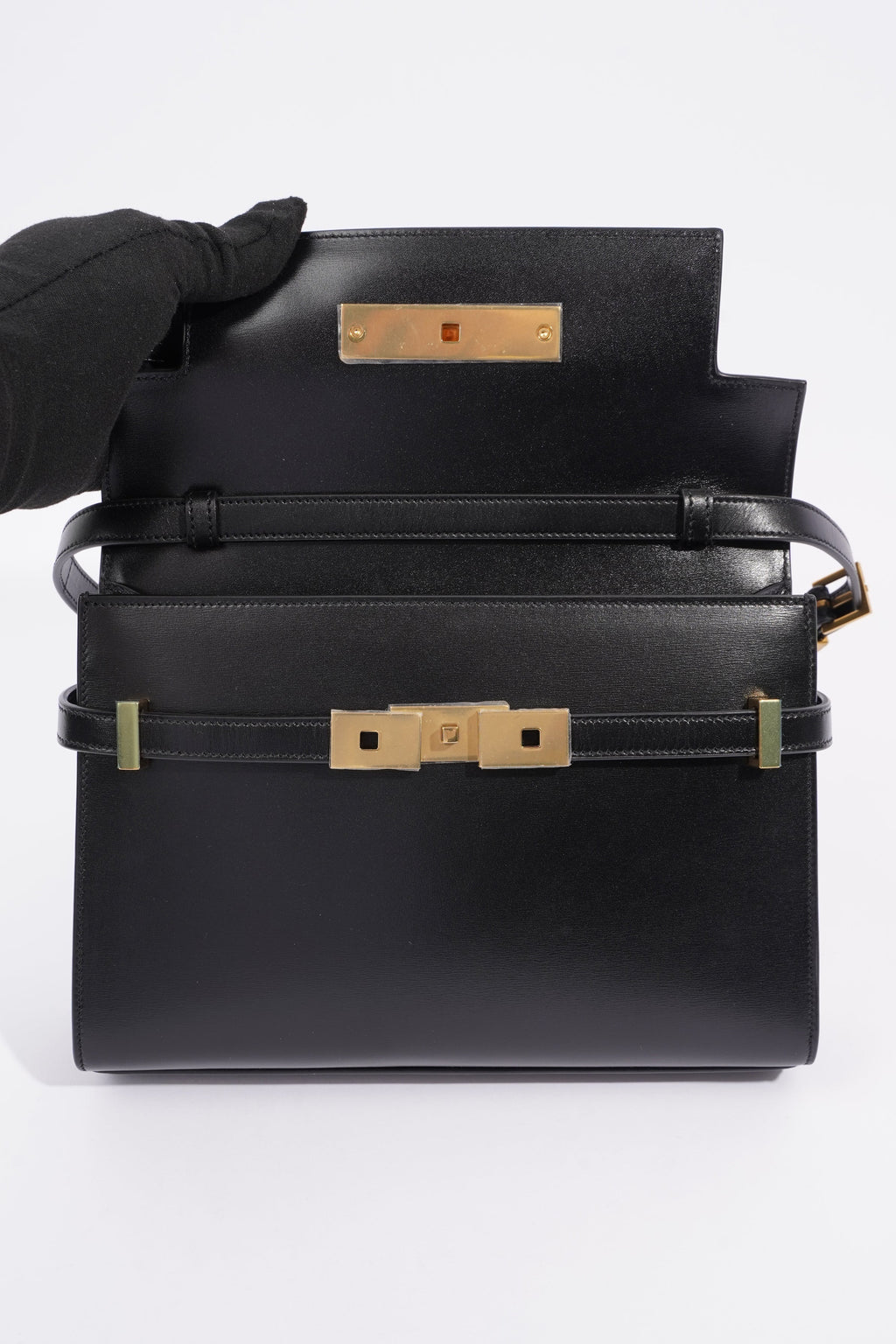 Saint Laurent Manhattan Shoulder Bag Black Leather Small