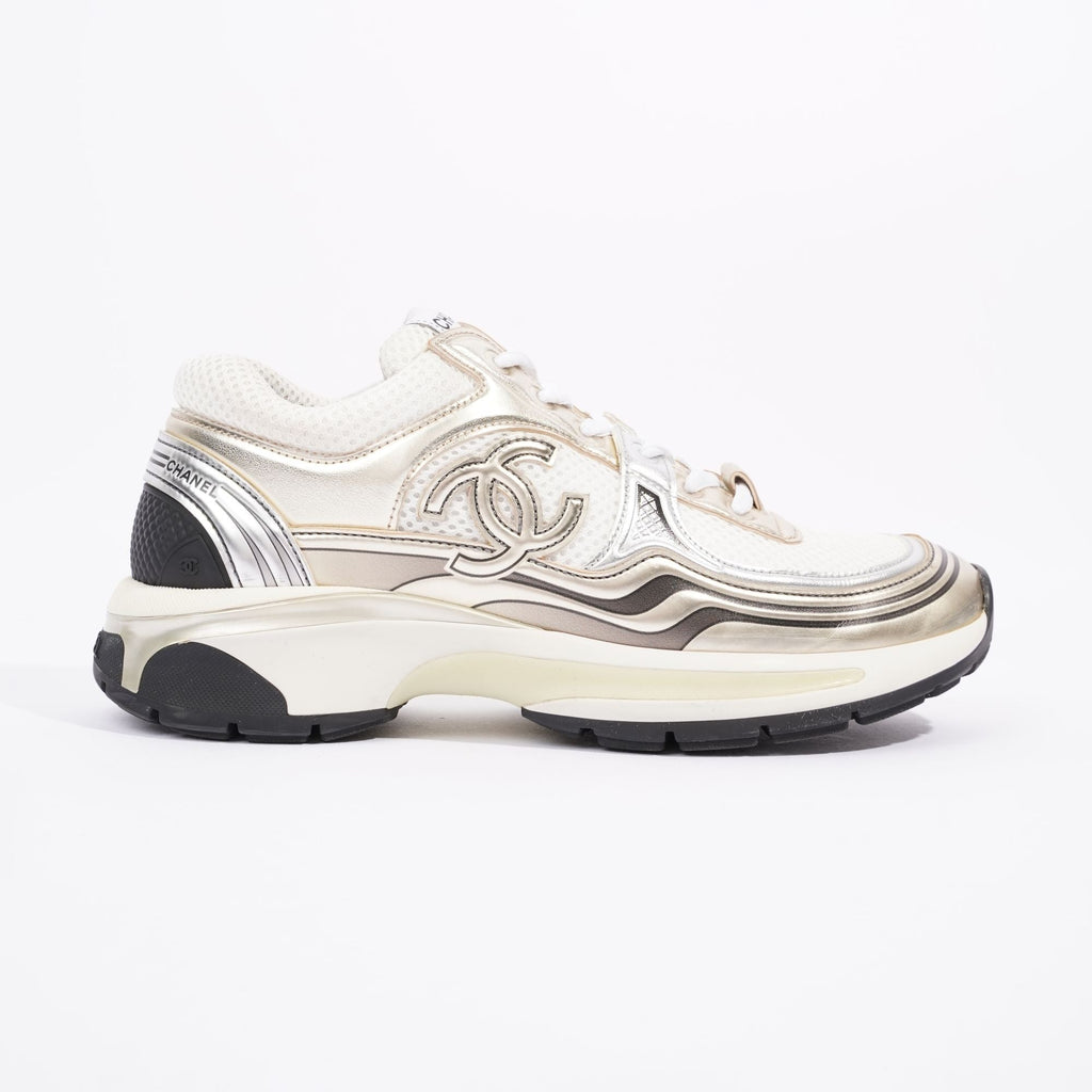 Chanel Womens CC Runner White / Silver EU 38 / UK 5