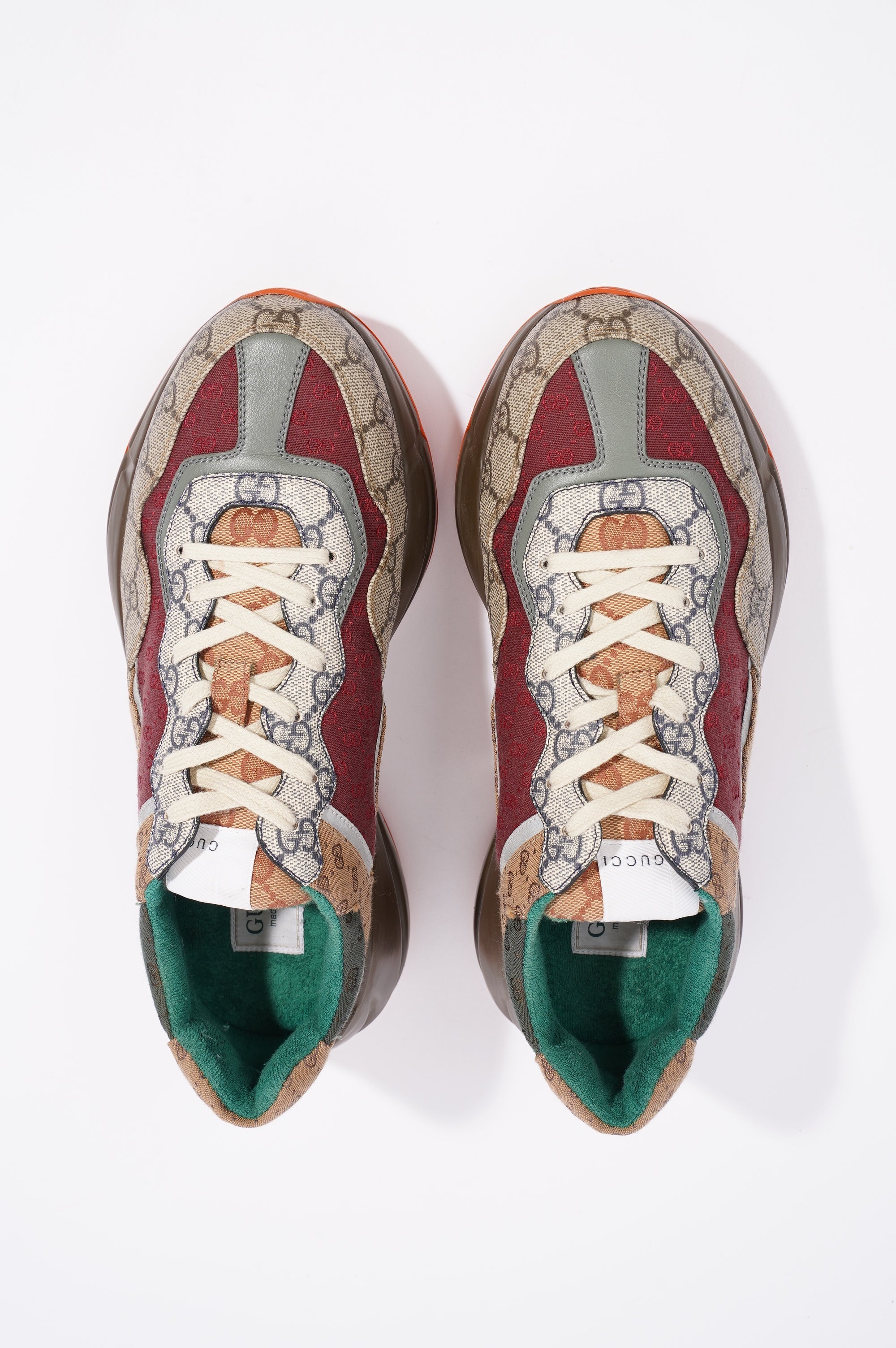 Gucci Mens Rhyton Beige / Brick Red / Green EU 42.5 / UK 8.5
