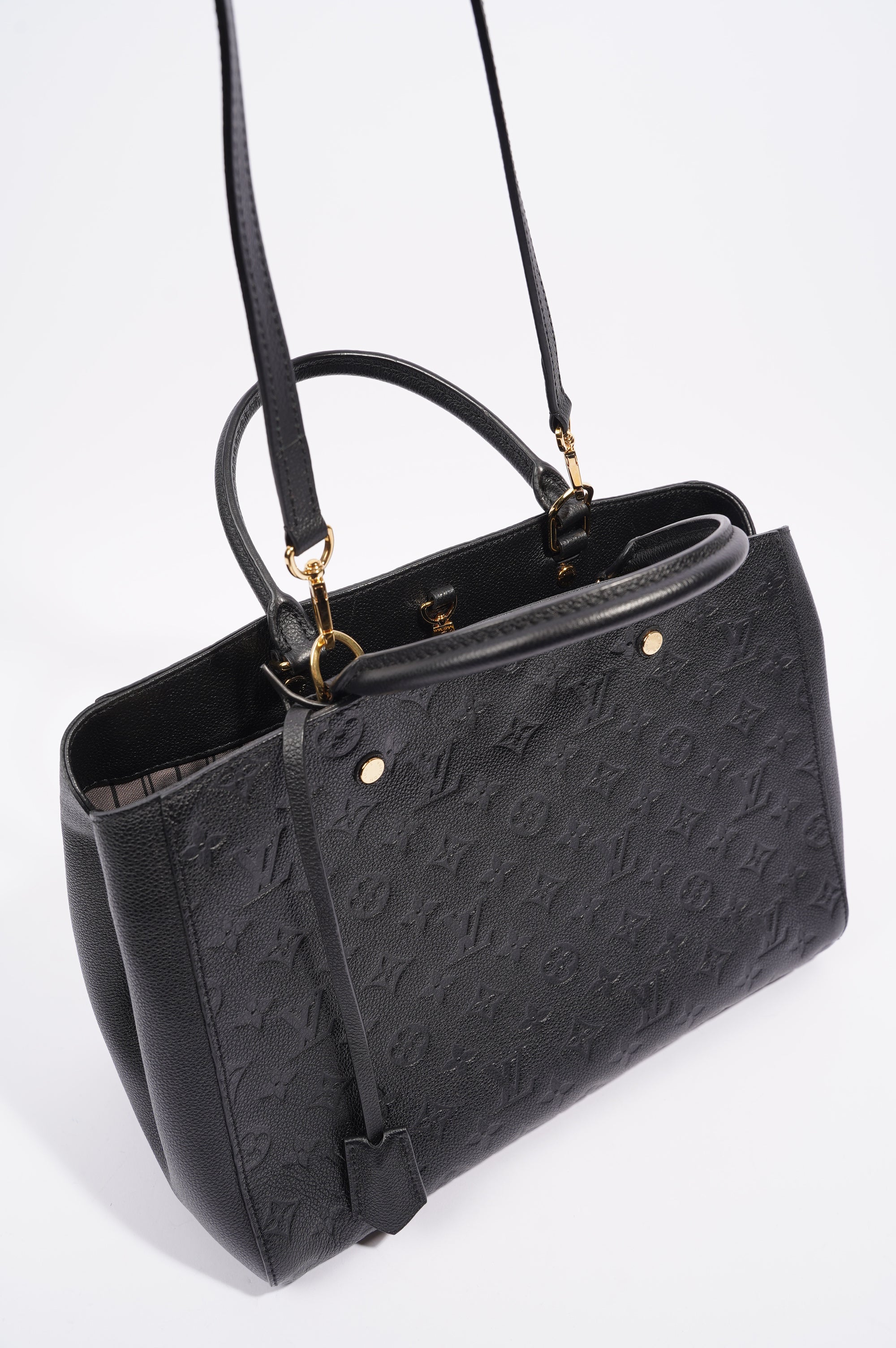 Louis Vuitton Womens Montaigne Black Empreinte Leather MM