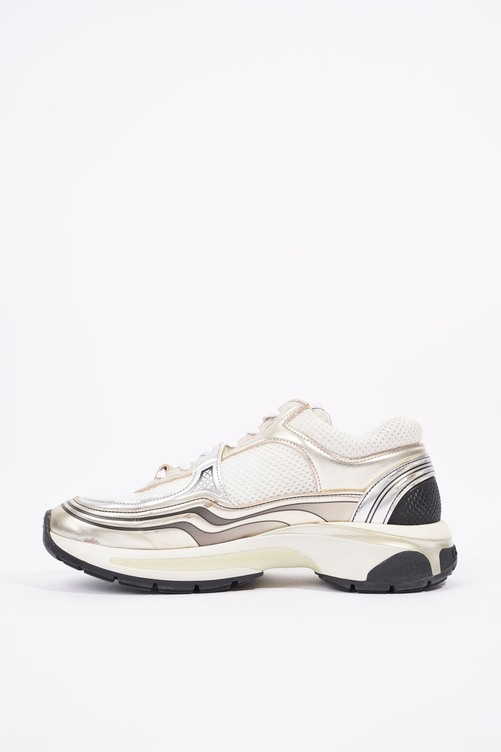Chanel Womens CC Runner White / Silver EU 38 / UK 5