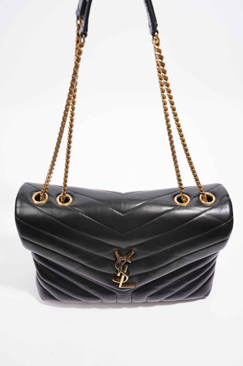 Saint Laurent Womens Lou Lou Black / Gold Medium