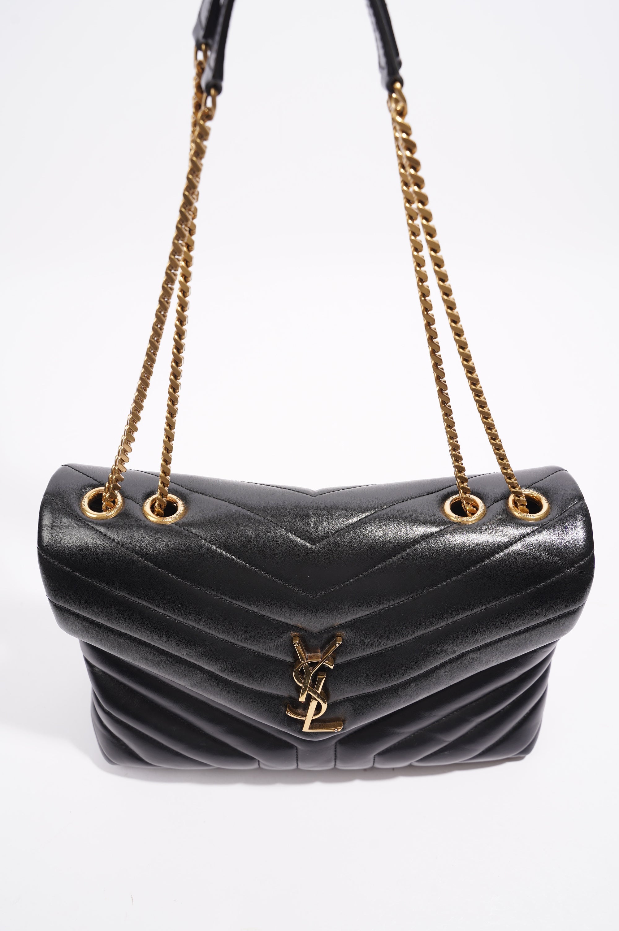 Saint Laurent Womens Lou Lou Black / Gold Medium