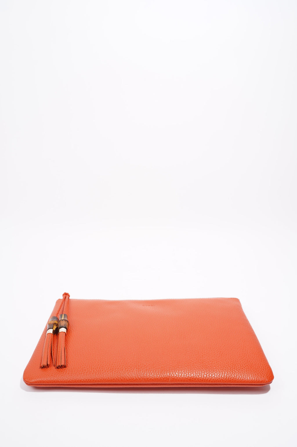 Gucci Clutch Bag Bamboo Burnt Orange Leather