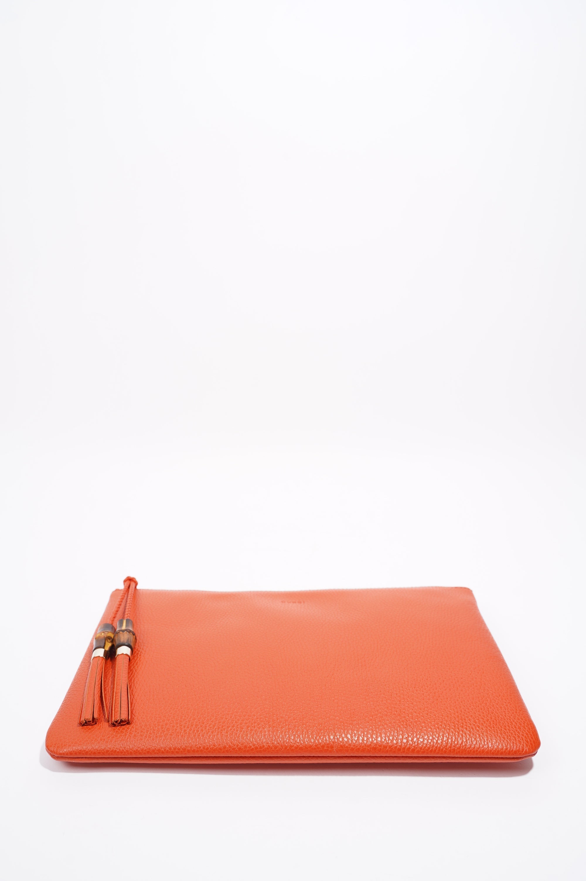 Gucci Clutch Bag Bamboo Burnt Orange Leather