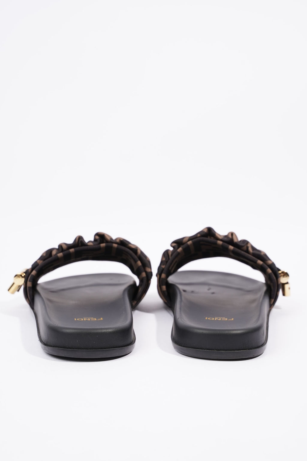 Fendi Womens Satin Slide Black / Dark Gold EU 40 / UK 7