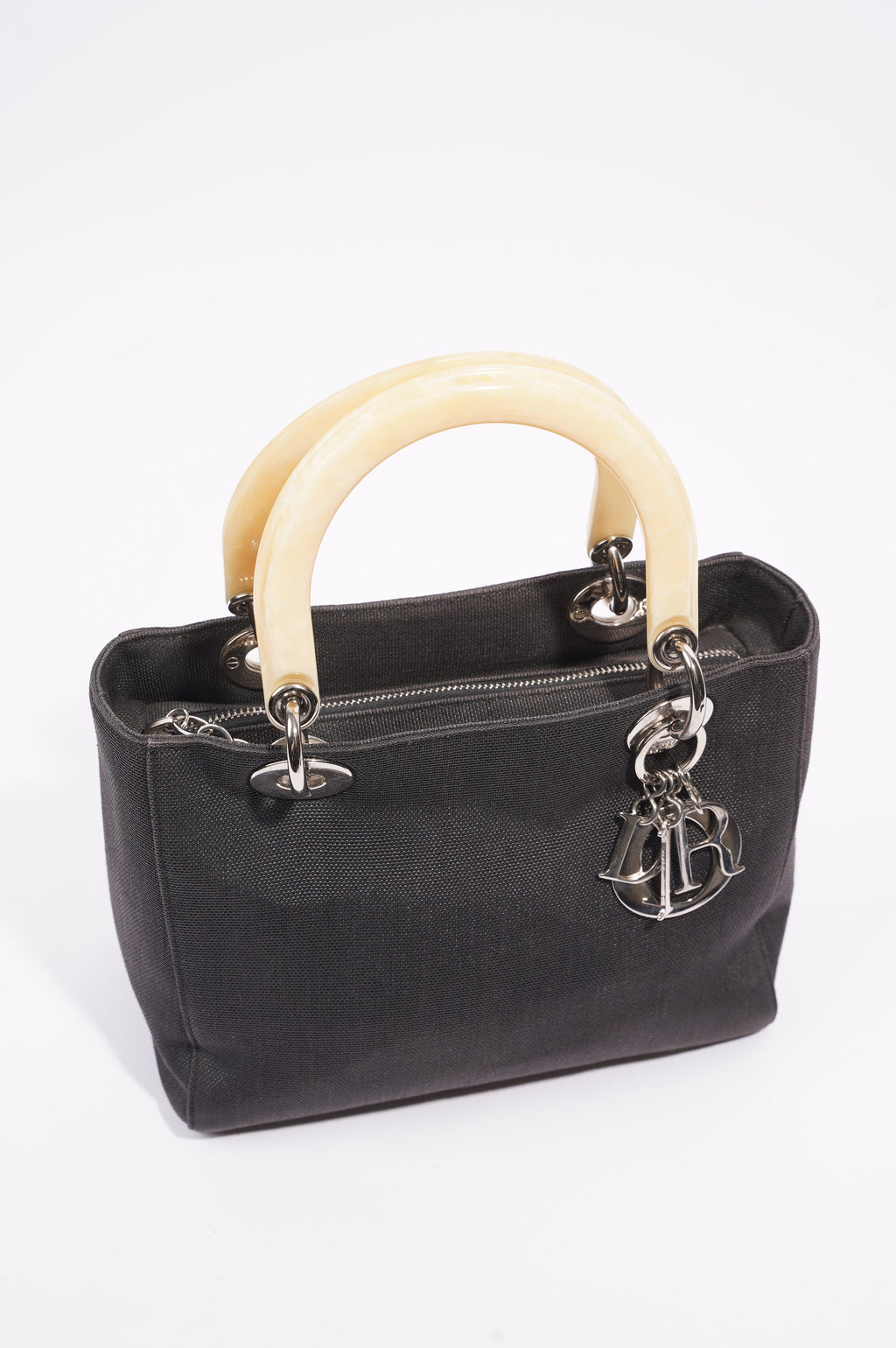 Christian Dior Womens Vintage Lady Dior Black / Ivory Medium