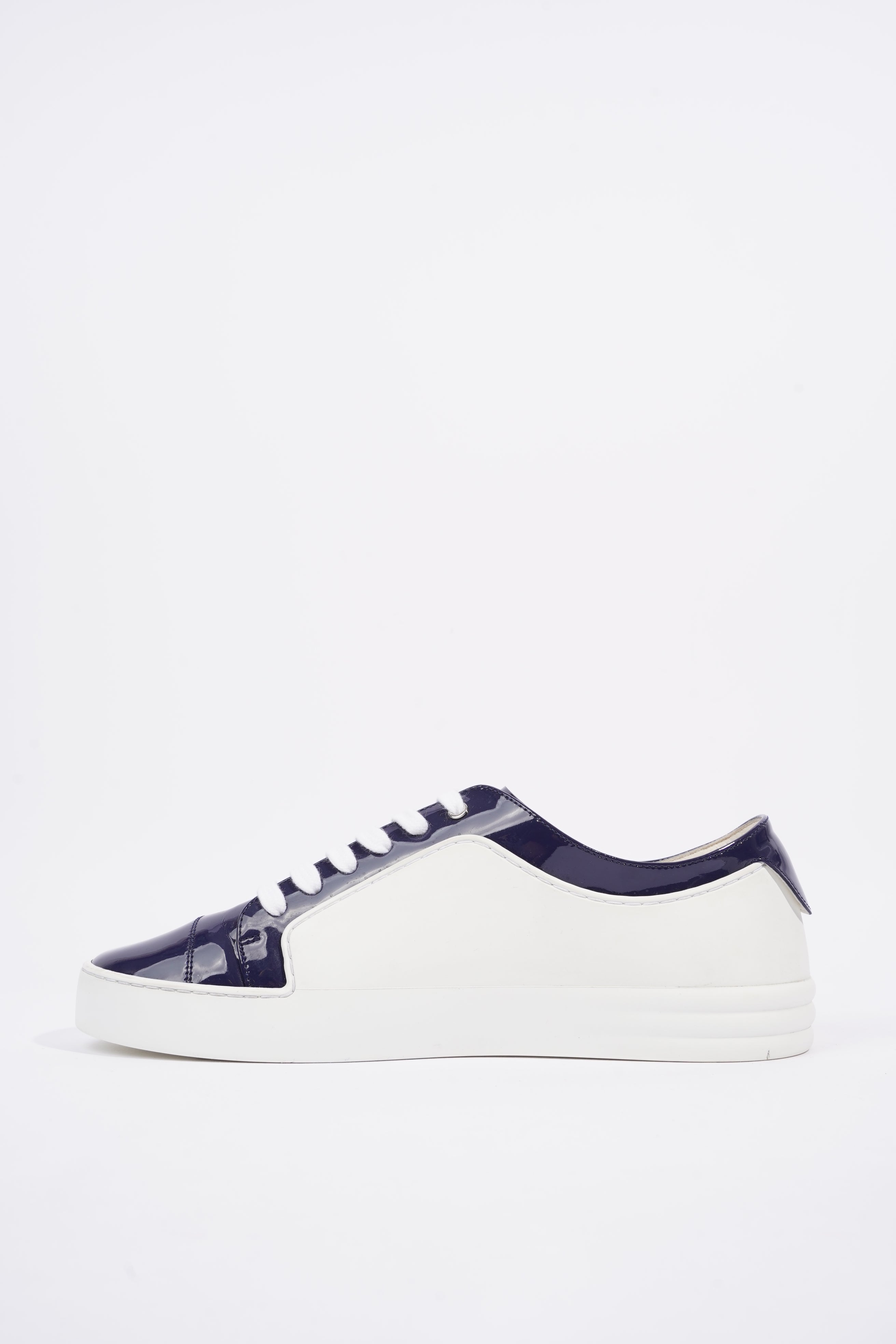 Chanel Womens CC Patent Logo Sneaker Blue / White EU 41 / UK 8