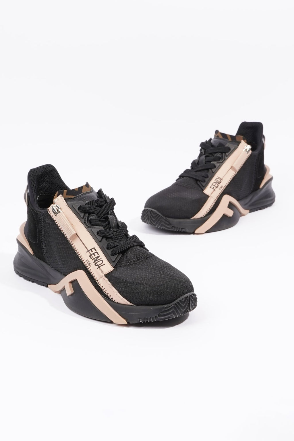 Fendi Womens Flow Sneaker Black / Nude EU 37 / UK 4