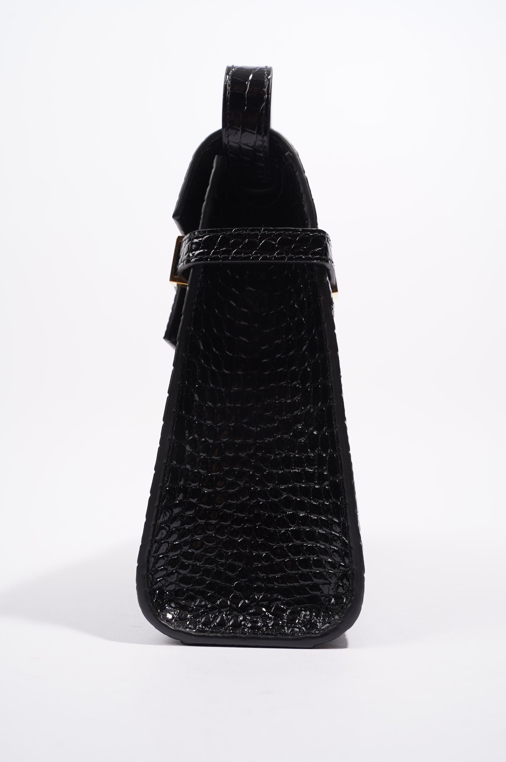 Saint Laurent Womens Manhattan Black Croc Medium
