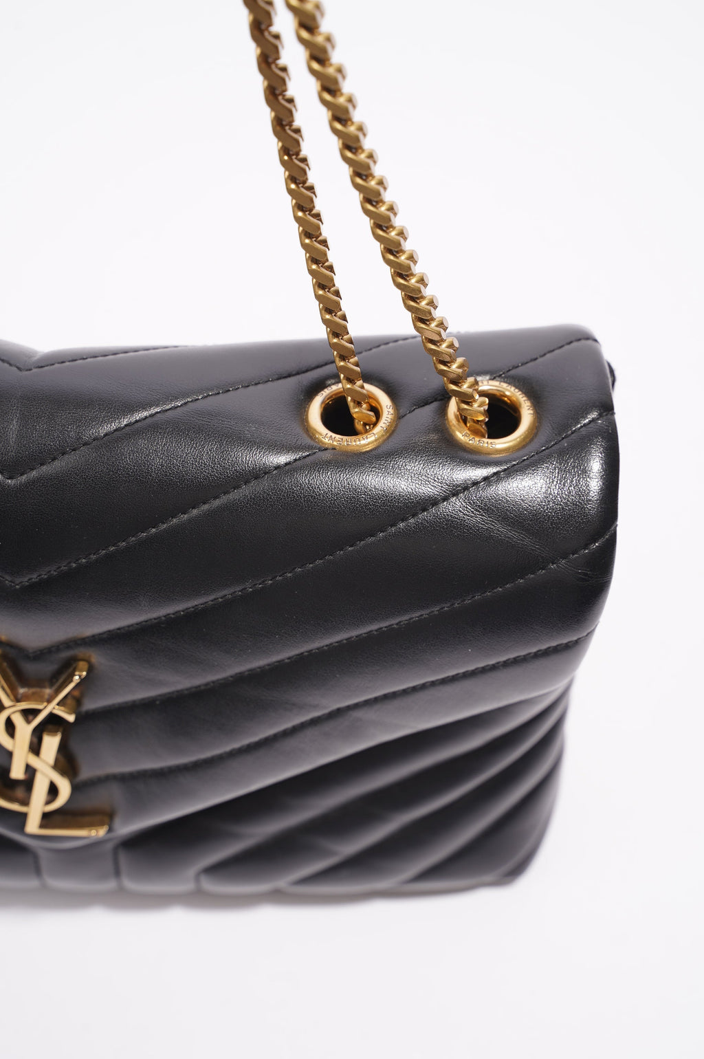 Saint Laurent Womens Lou Lou Black / Gold Medium