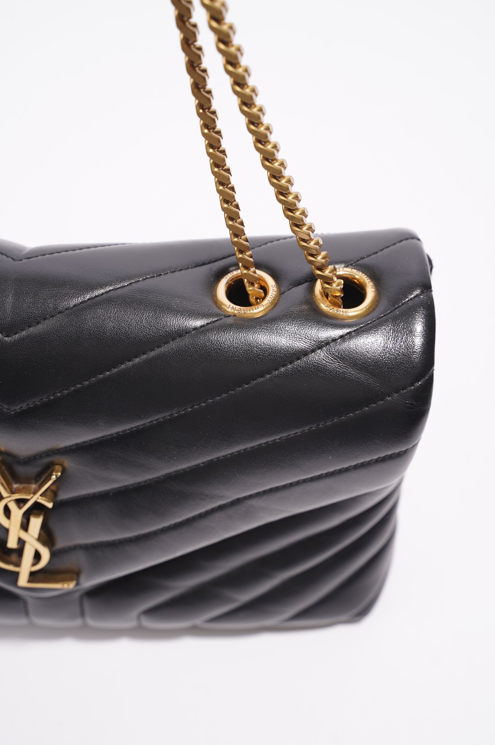 Saint Laurent Womens Lou Lou Black / Gold Medium