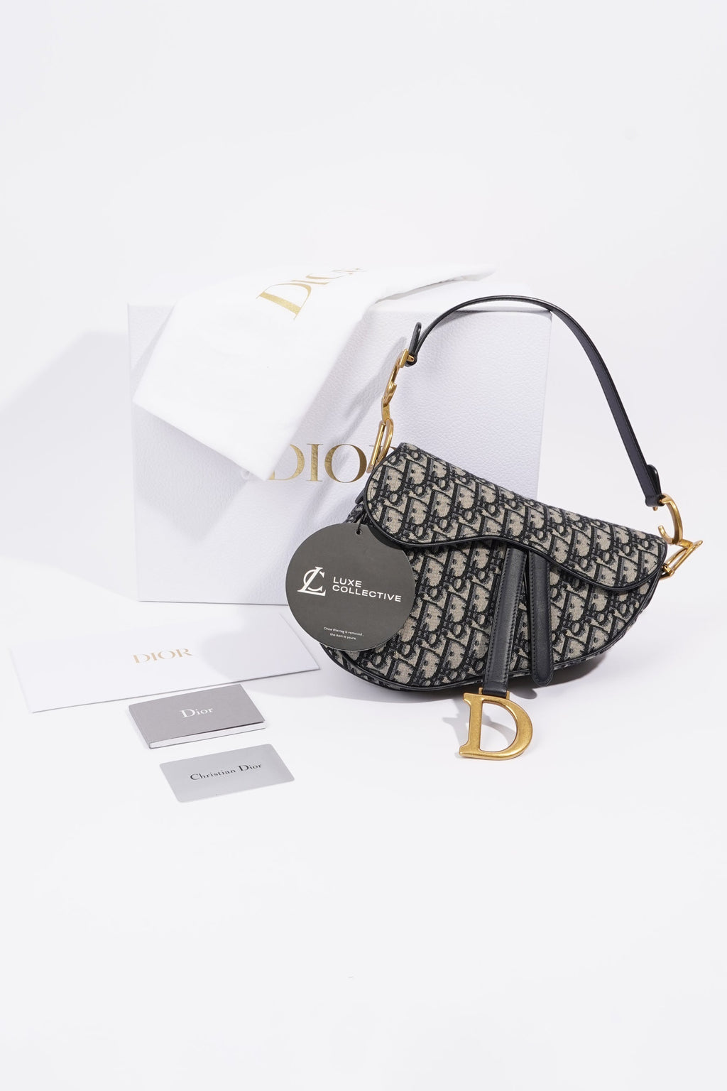 Christian Dior Womens Saddle Bag Oblique Canvas Medium