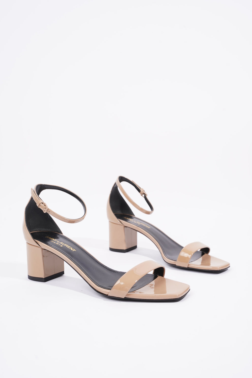 Saint Laurent Womens LouLou 50 Sandal Patent Nude EU 37.5 / UK 4.5
