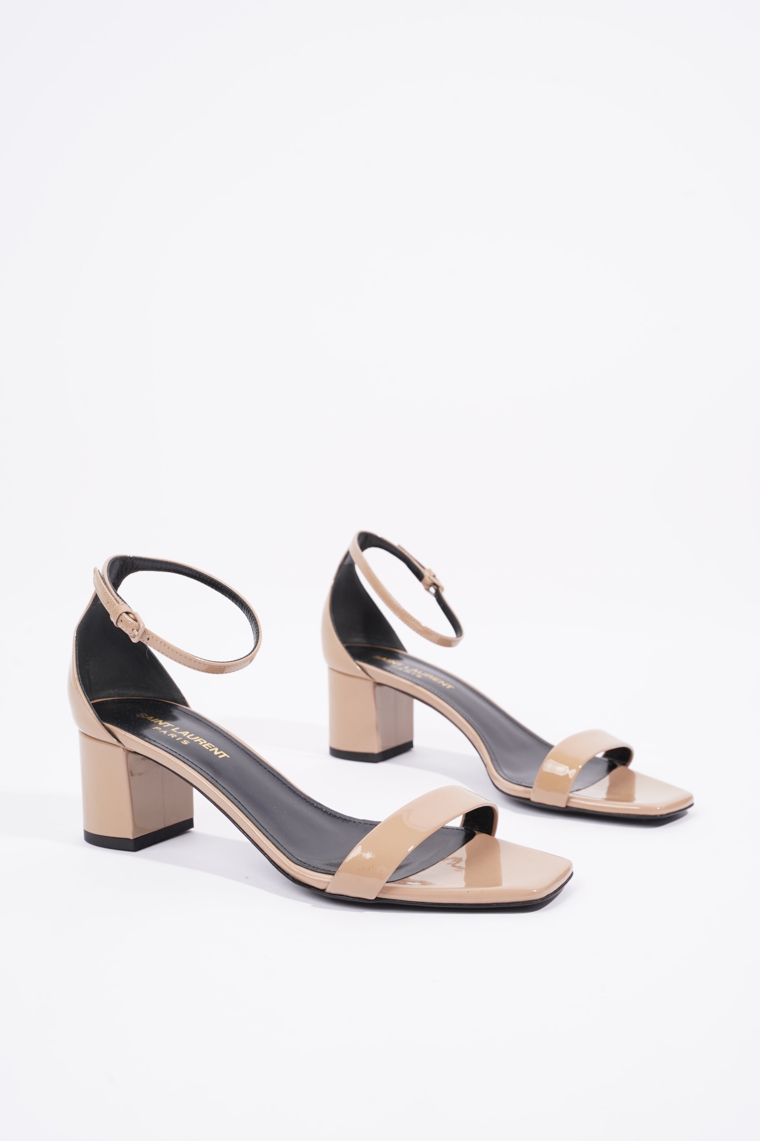 Saint Laurent Womens LouLou 50 Sandal Patent Nude EU 37.5 / UK 4.5